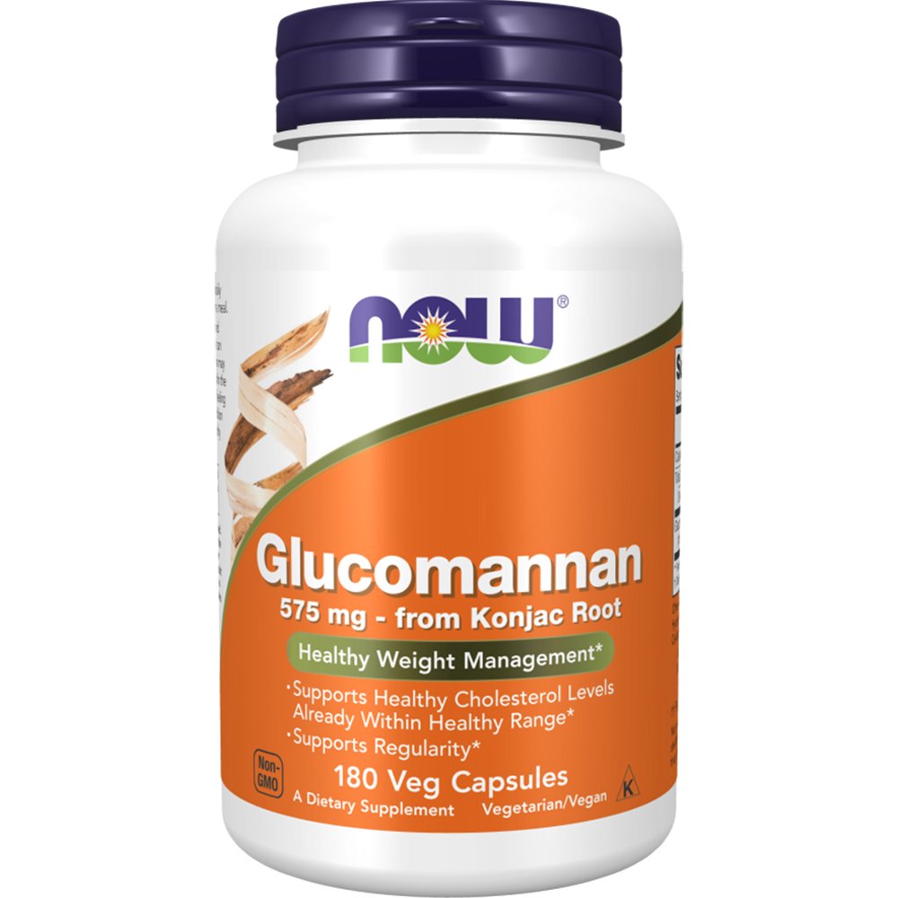 Now Now Foods Glucomannan 575mg Συμπλήρωμα Διατροφής Γλυκομαννάνης Φυτικής Προέλευσης για Μείωση της Όρεξης, Αίσθηση Κορεσμού & Σωστή Διαχείριση Βάρους 180 Veg.caps