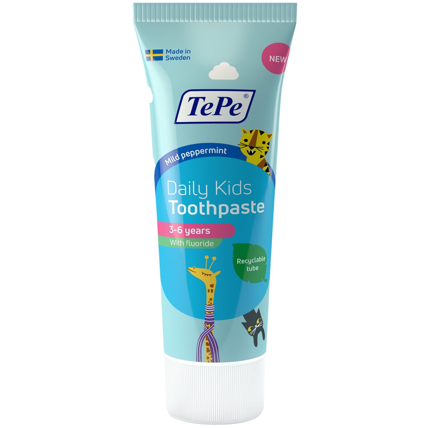 Tepe TePe Daily Kids Toothpaste Mild Peppermint 3-6 Years Παιδική Οδοντόκρεμα Καθημερινής Χρήσης με Ήπια Γεύση Μέντας 75ml