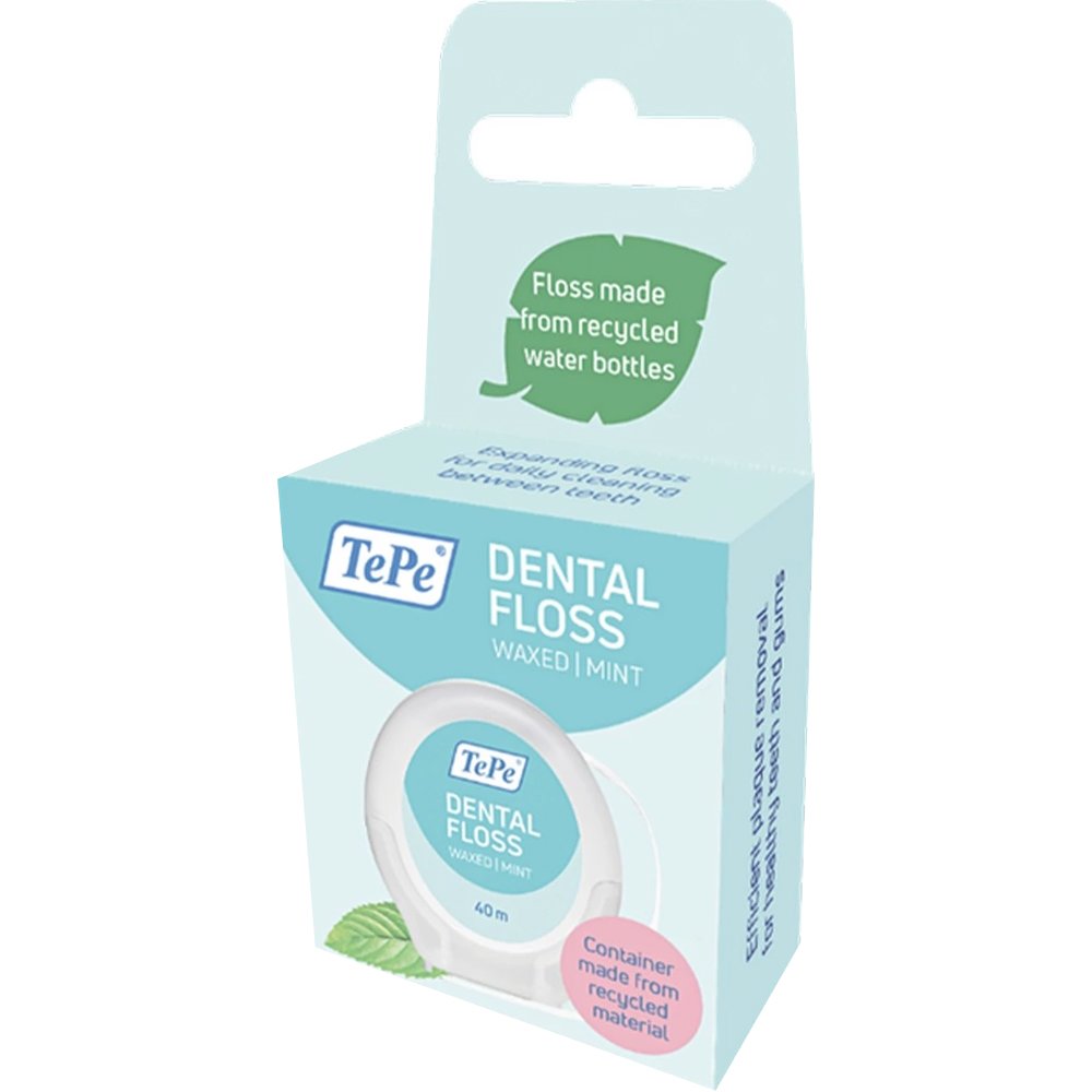 Tepe Dental Floss Waxed Mint Κηρωμένο Οδοντικό Νήμα για Αποτελεσματικό Καθαρισμό Ανάμεσα στα Δόντια με Γεύση Μέντα 40m