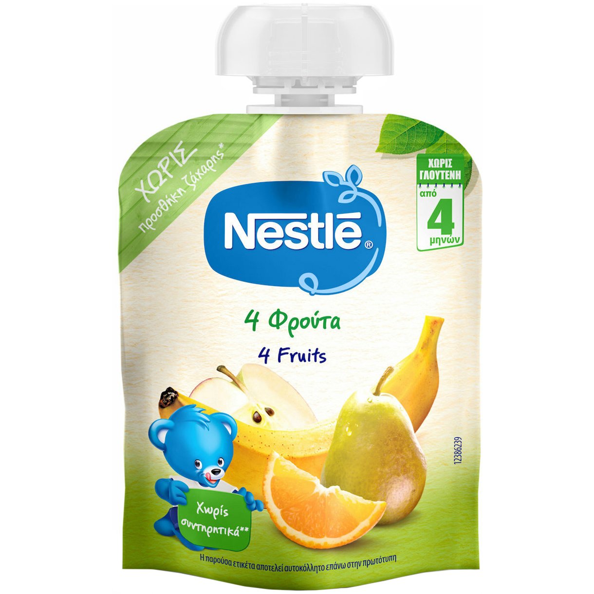 Nestle Nestle 4 Fruits Puree 4m+ Φρουτοπουρές με 4 Φρούτα Πλούσιος σε Βιταμίνη C 90g