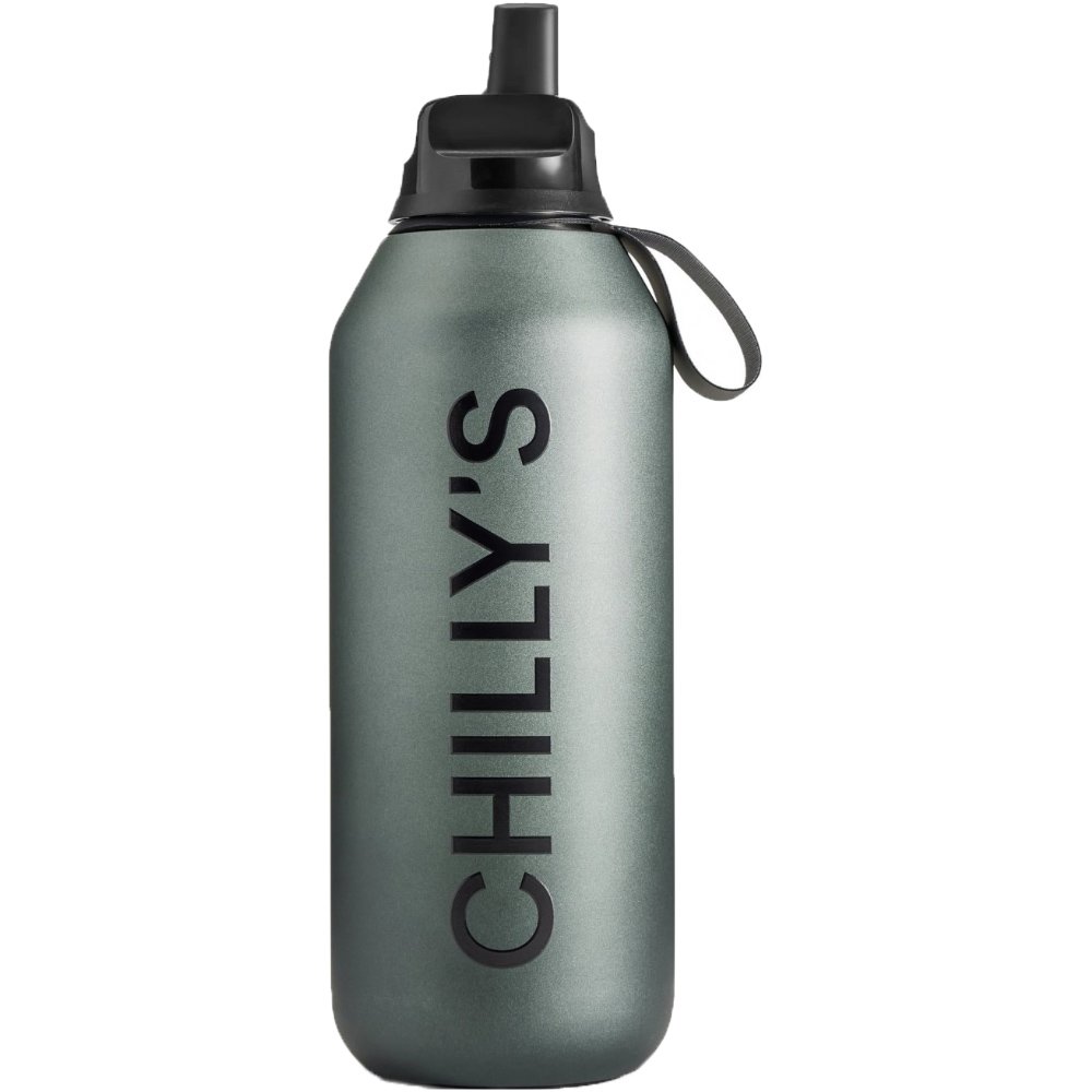 Chilly's Chilly's Series 2 Flip Reusable Bottle Ανοξείδωτος Θερμός με Καλαμάκι & Αντιμικροβιακό Στόμιο για Κρύα Ροφήματα 500ml - Slate