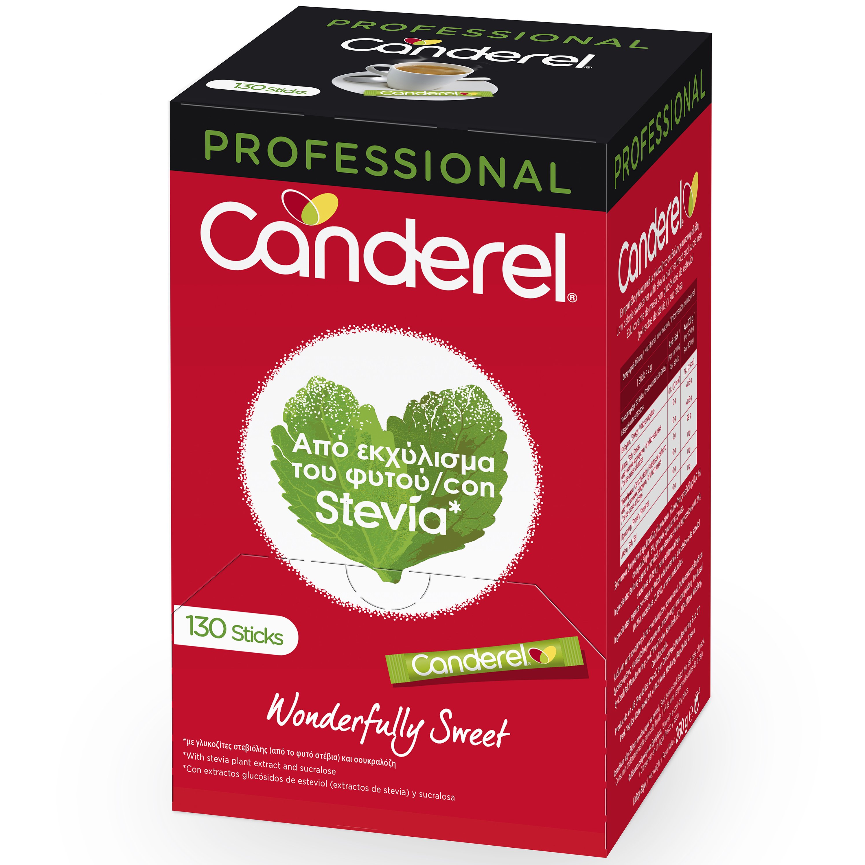 Canderel Canderel Stevia Professional Επιτραπέζιο Γλυκαντικό με Στέβια για Ροφήματα 130 Sticks