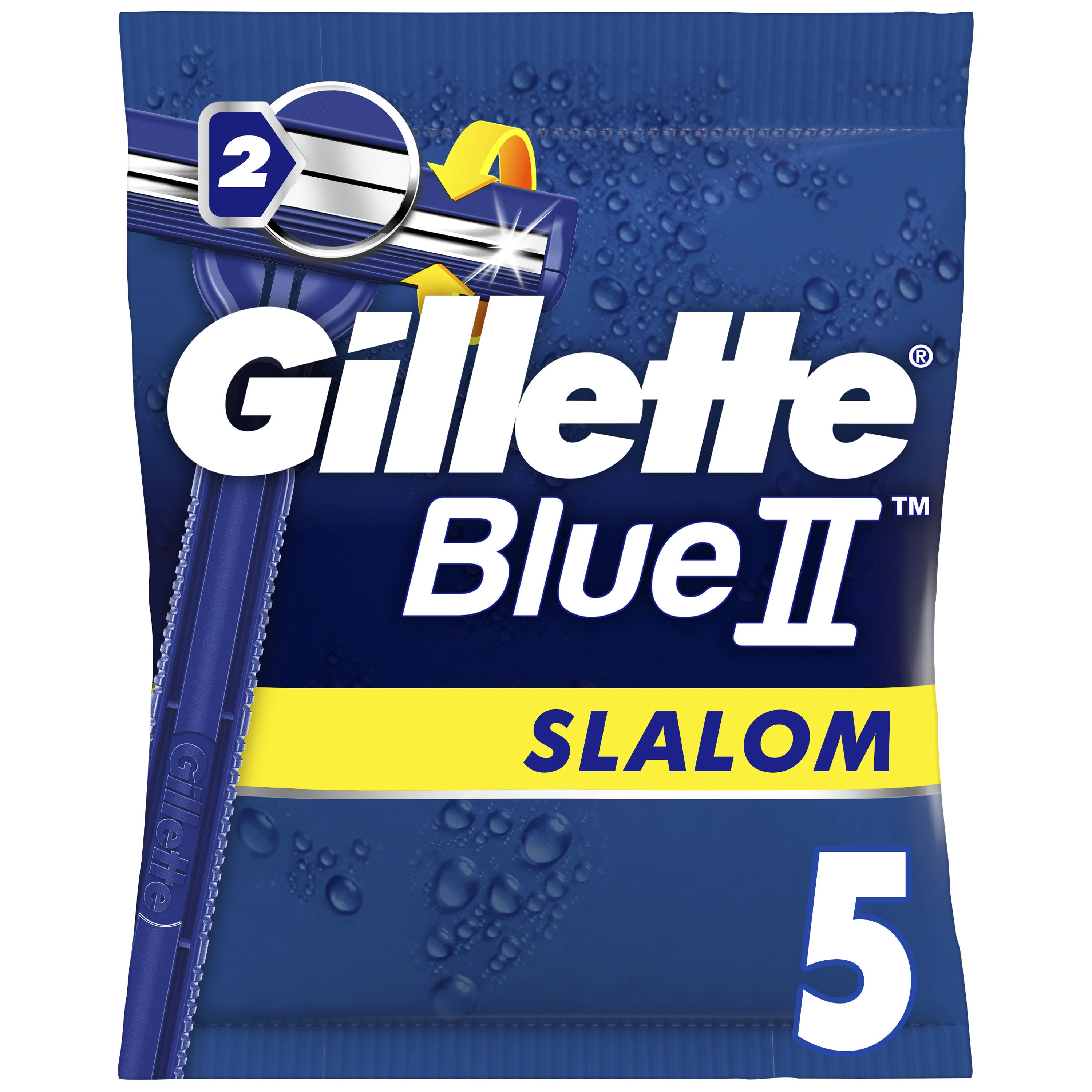 Gillette Gillette Blue II Slalom Men's Disposable Razors Ανδρικά Ξυραφάκια με 2 Λεπίδες & Κινούμενη Κεφαλή 30°, 5 Τεμάχια