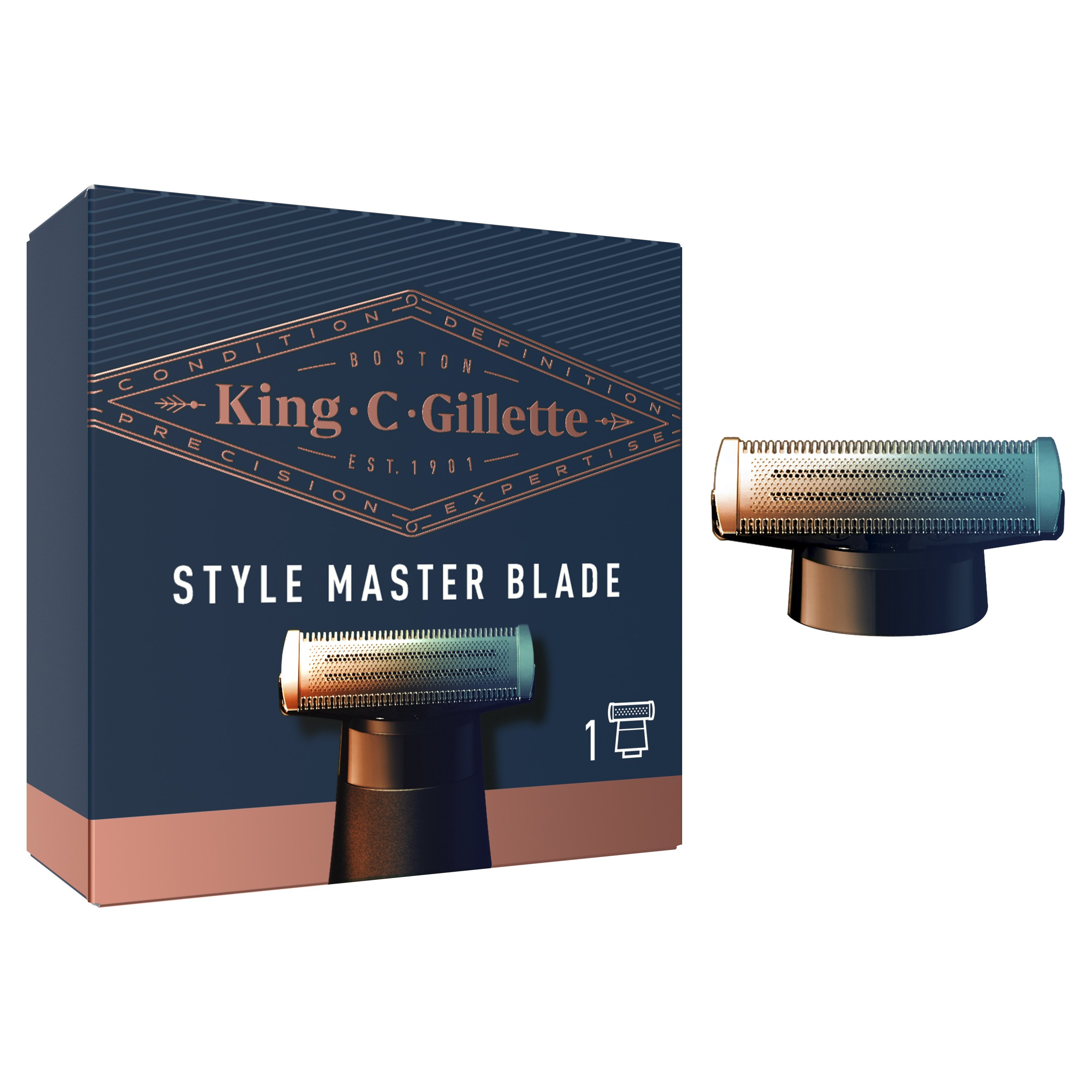 Gillette Gillette King C Style Master Blade with 4-Directional Razor Blade Ανταλλακτική Κεφαλή Μηχανής Ξυρίσματος για Γένια 1 Τεμάχιο