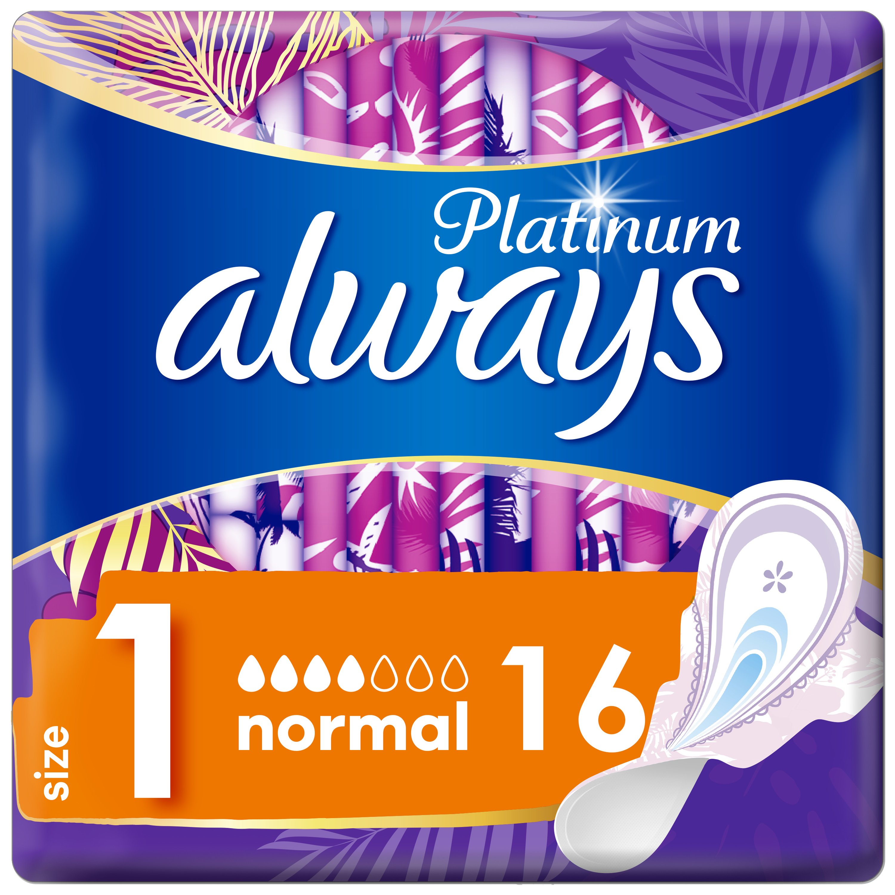 Always Platinum Ultra Normal Μέγεθος 1, Σερβιέτες με Φτερά για Κανονική Ροή 16 Τεμάχια