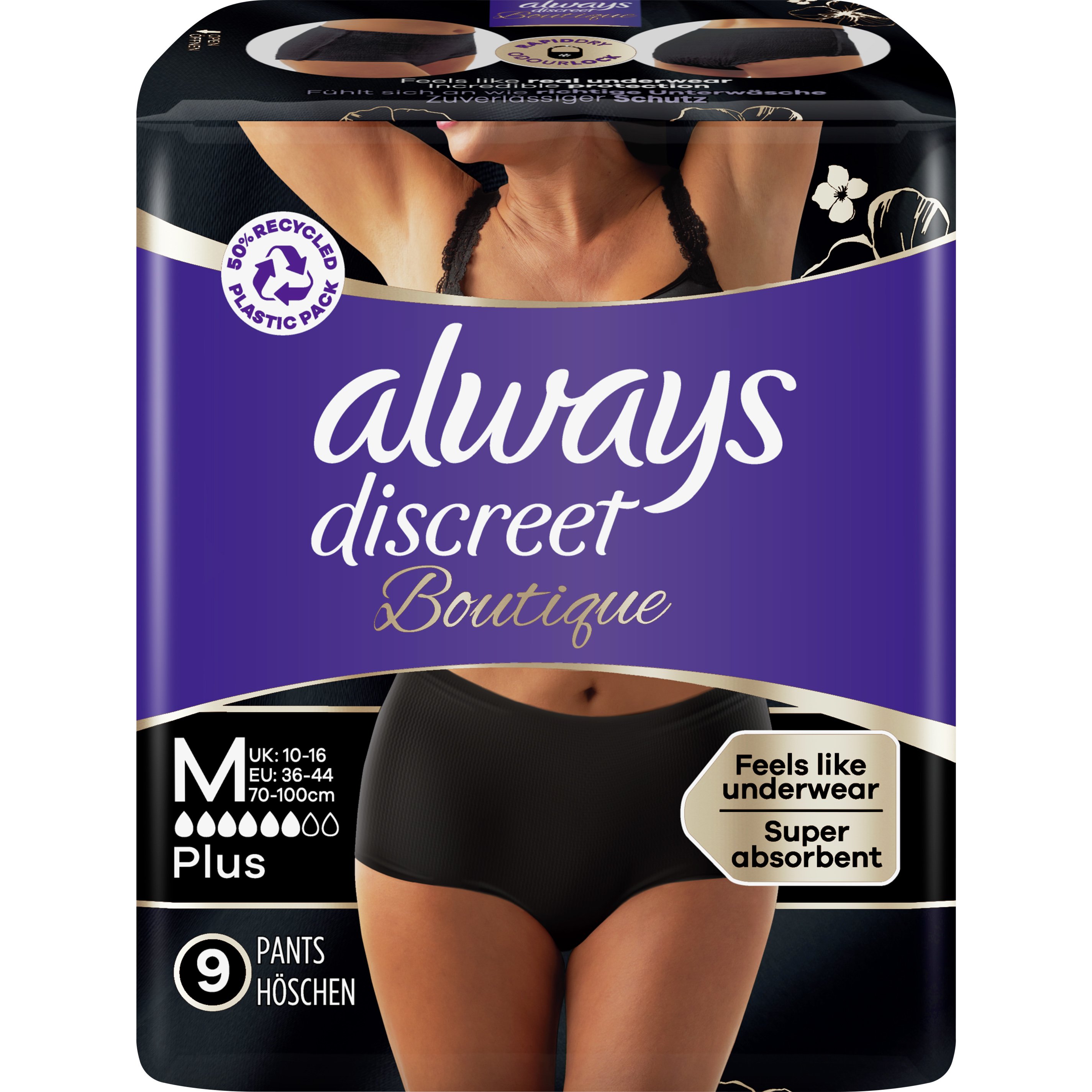 Always Always Discreet Boutique Pants Γυναικείο Εσώρουχο Μιας Χρήσης για την Ακράτεια 9 Τεμάχια - Medium (36-44)