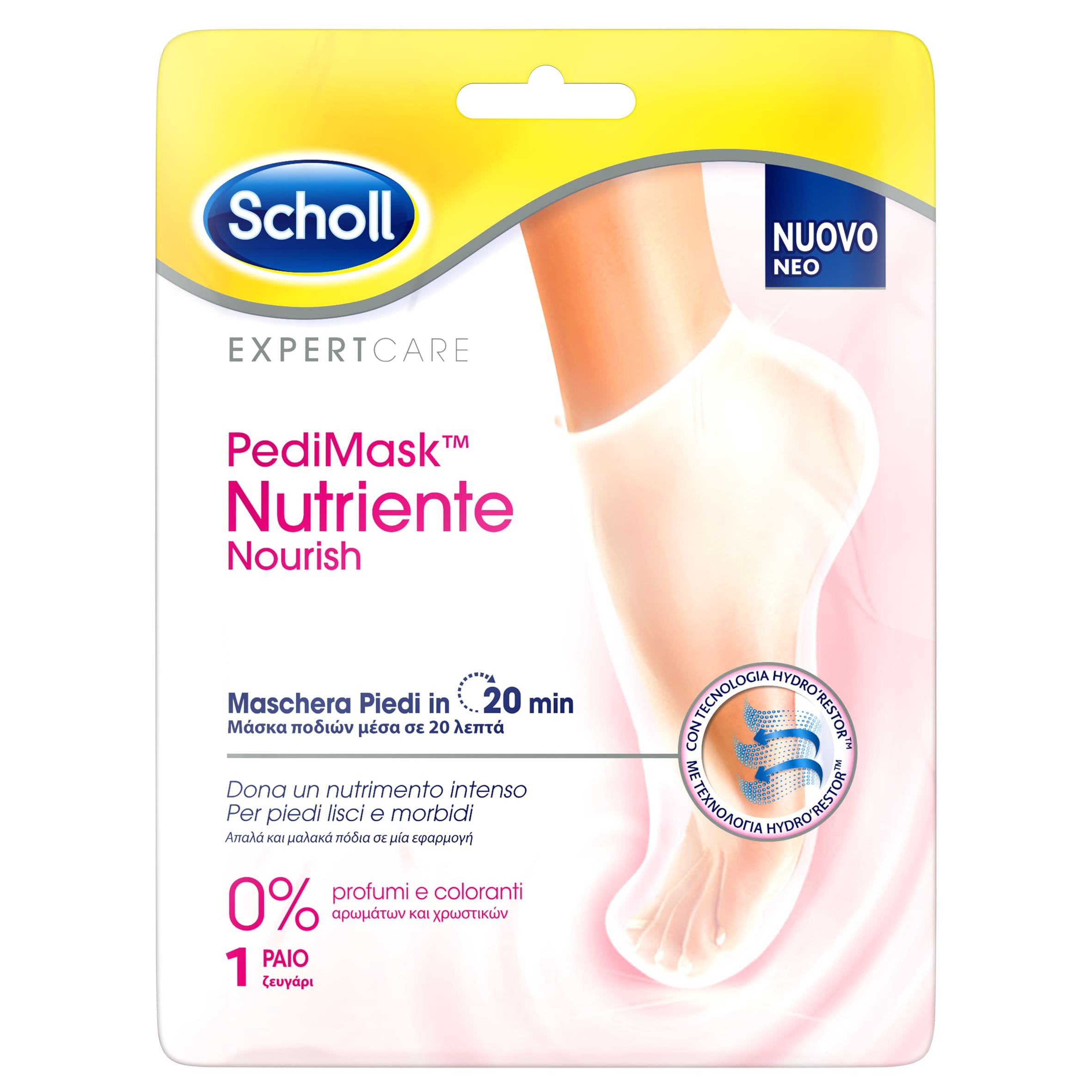 Scholl Scholl Expert Care Pedimask Nourish 0% Perfume Ενυδατική Μάσκα Ποδιού Χωρίς Άρωμα 1 Ζευγάρι