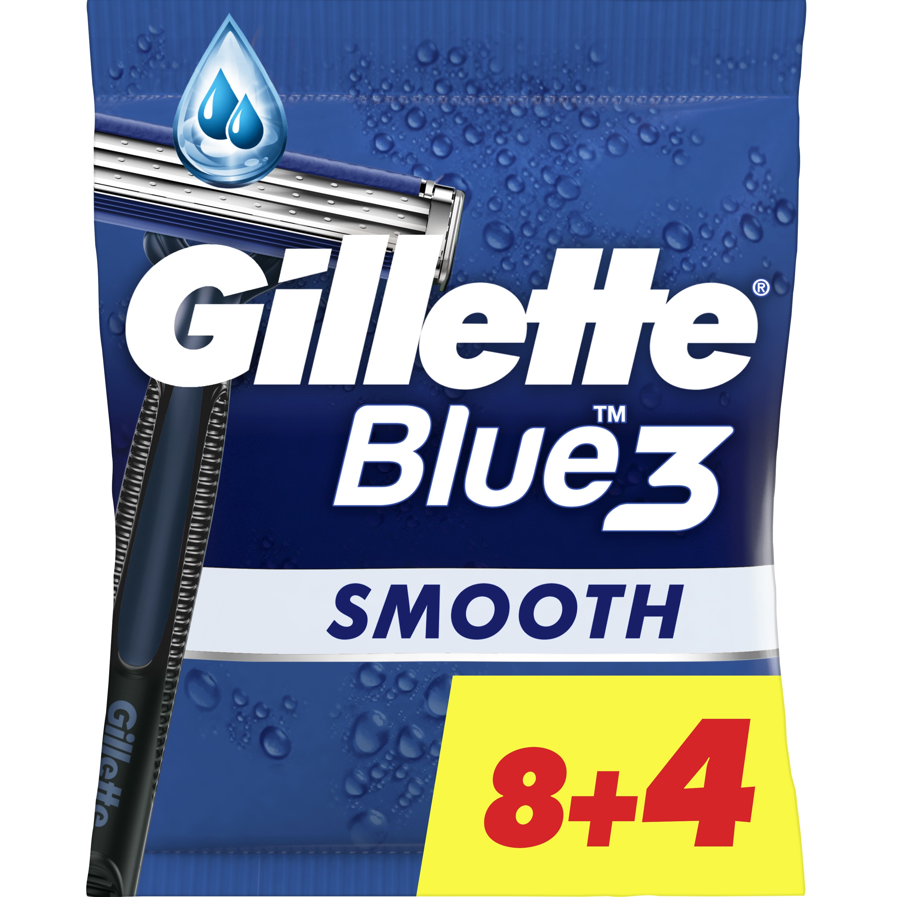 Gillette Gilette Promo Blue3 Smooth Disposable Razors Ανδρικά Ξυραφάκια Μίας Χρήσης με 3 Λεπίδες για Απαλό Ξύρισμα Έως & 120 Φορές 12 Τεμάχια