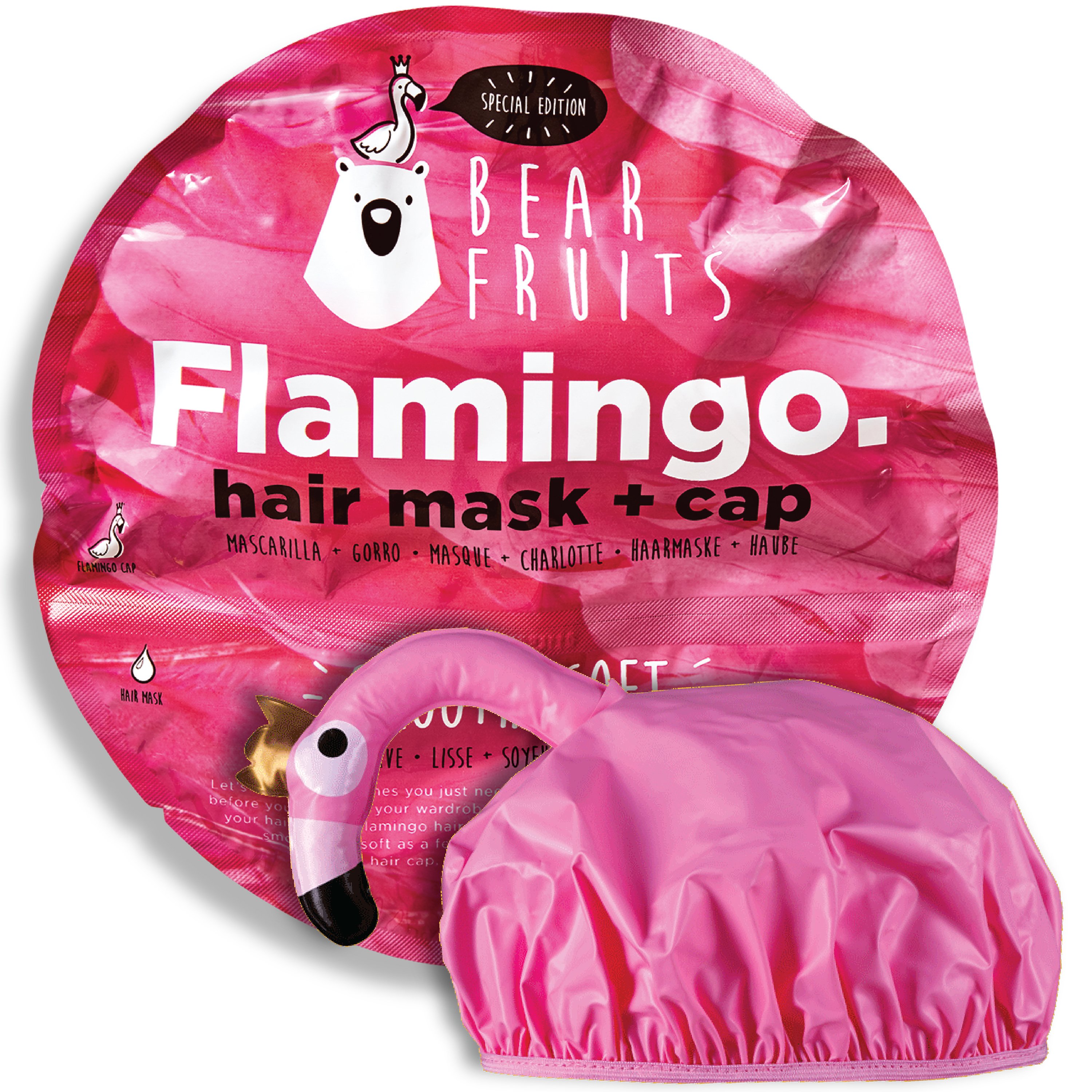 Bear Fruits Bear Fruits Flamingo Smooth & Soft Hair Mask Μάσκα Περιποίησης με Έλαιο Argan & Αλόη για Μαλακά & Απαλά Μαλλιά 20ml & Σκουφάκι Εφαρμογής 1 Τεμάχιο