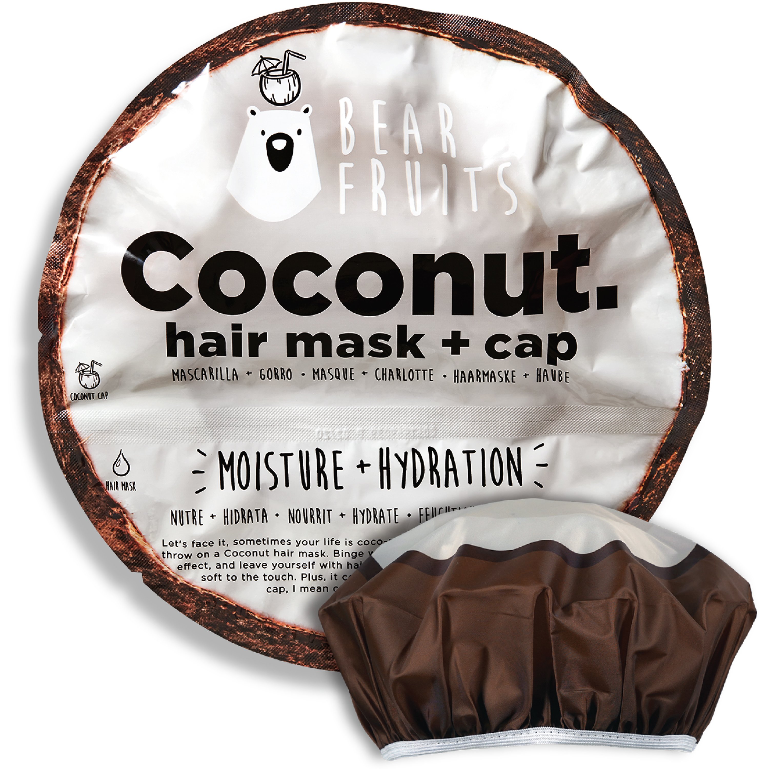 Bear Fruits Bear Fruits Coconut Moisture & Hydration Hair Mask Μάσκα Περιποίησης Μαλλιών για Φυσική Υγρασία & Ενυδάτωση 20ml & Σκουφάκι Εφαρμογής 1 Τεμάχιο