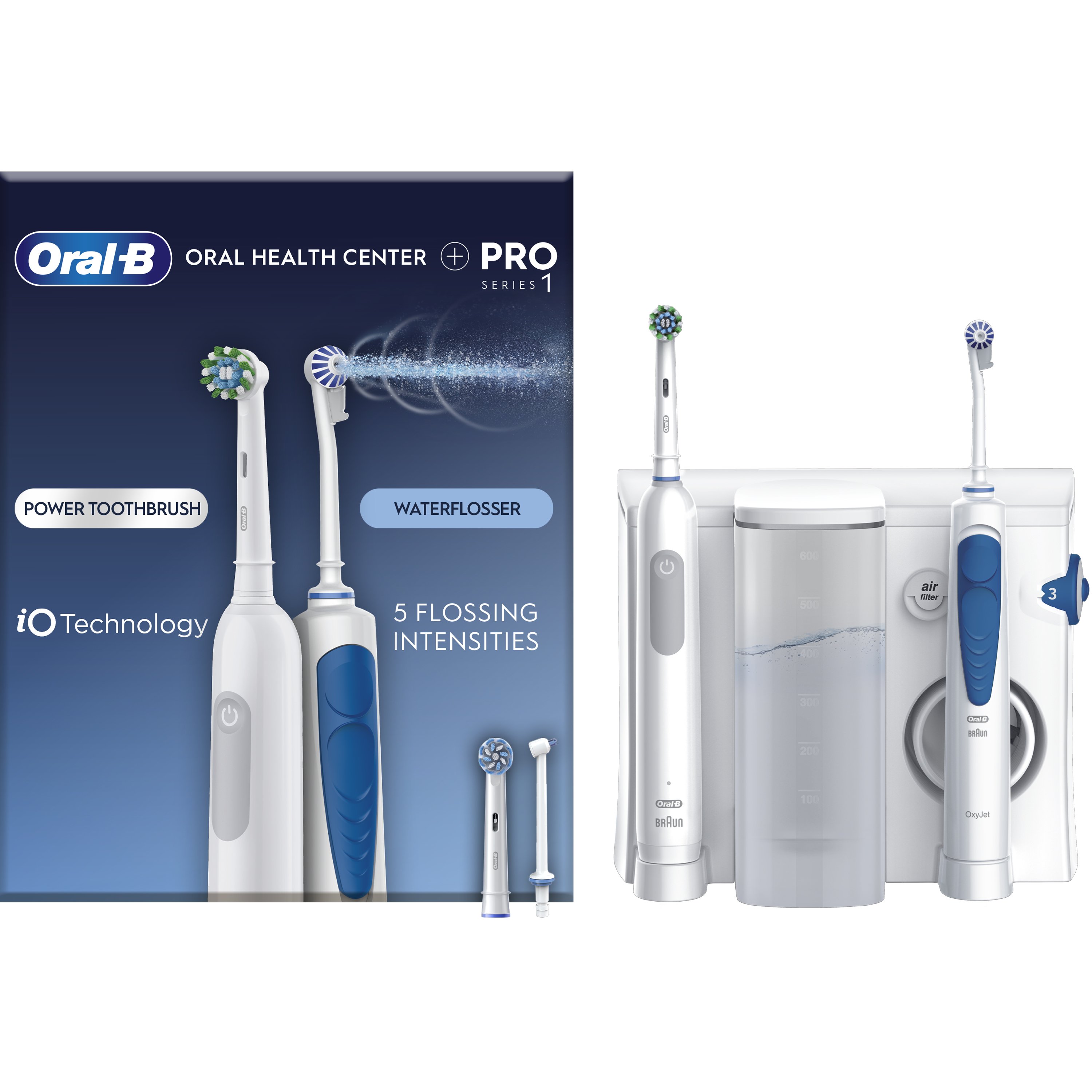 Oral-B Oral-B Oral Health Center Advanced Irrigator + Pro Series 1 Σύστημα Συσκευής Καταιονισμού & Ηλεκτρικής Οδοντόβουρτσας για Υψηλού Επιπέδου Καθαρισμό των Δοντιών & Πλήρης Στοματική Φροντίδα 1 Τεμάχιο