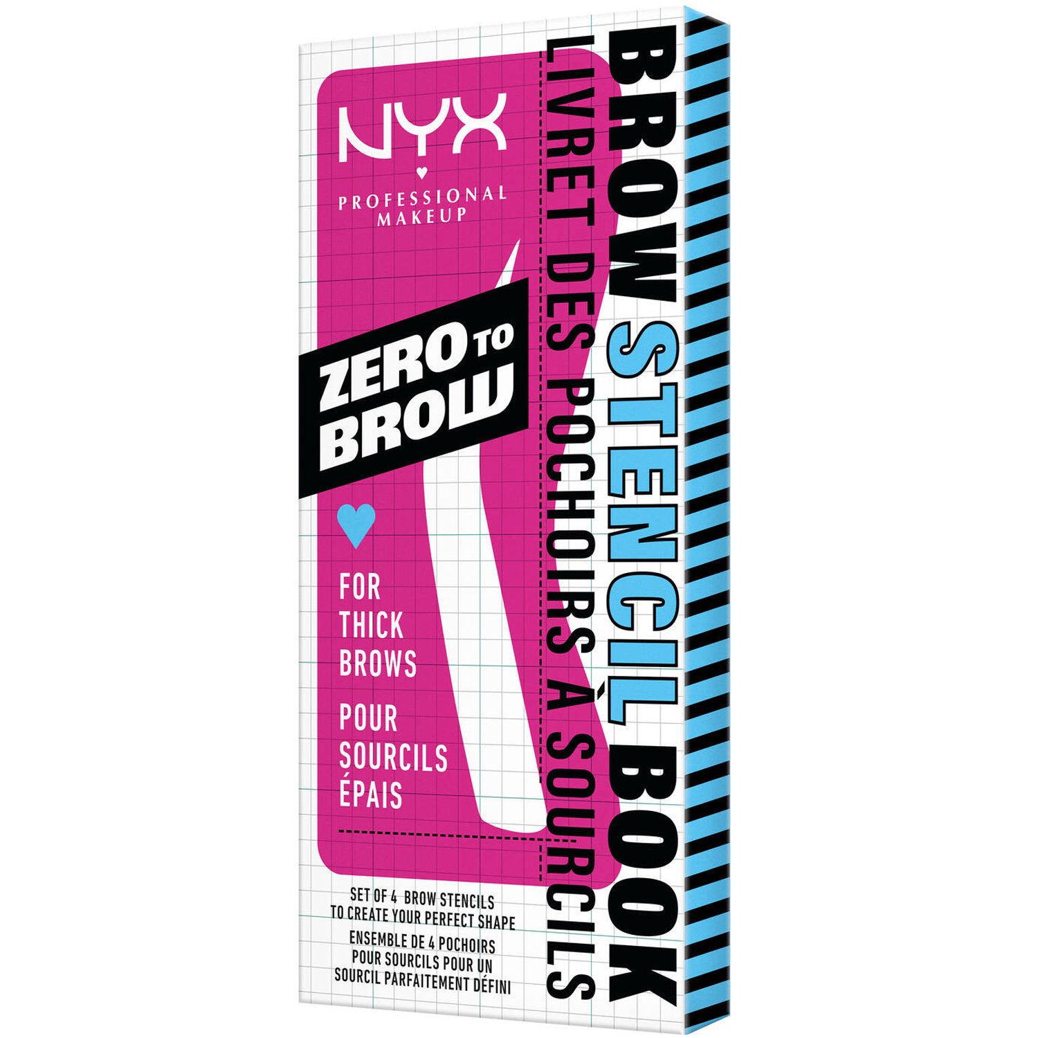 NYX Professional Makeup NYX Professional Makeup Brow Stencil Book for Thick Brows Στένσιλ για τον Σχηματισμό Πυκνών Φρυδιών 1 Τεμάχιο (4 Σετ) 