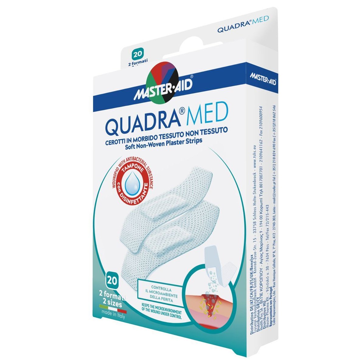 Master Aid Master Aid Quadra Med Soft Non-Woven Plaster Strips 78x26mm & 78x20mm Αυτοκόλλητο Επίθεμα Ιδανικό για Μικροτραύματα 20 Τεμάχια