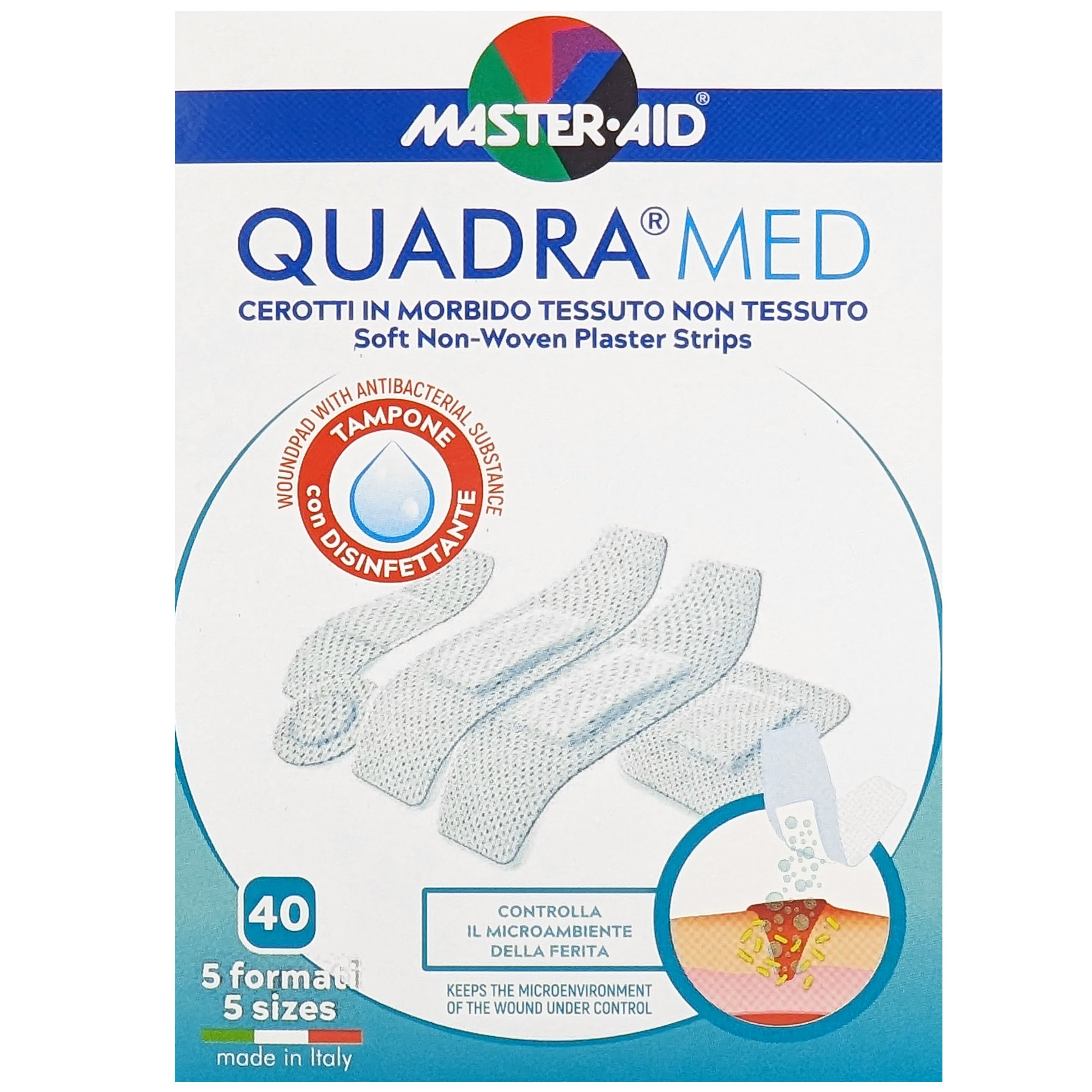 Master Aid Master Aid Quadra Med Soft Non-Woven Plaster Strips Αυτοκόλλητο Επίθεμα Έξτρα Αεριζόμενο & σε Διάφορα Μεγέθη 40 Τεμάχια