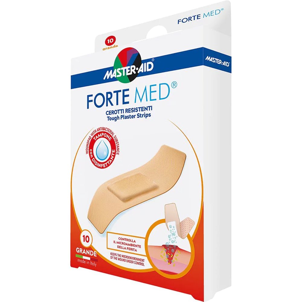 Master Aid Master Aid Forte Med Tough Plaster Strips 78x26mm Ανθεκτικά Επιθέματα Από Πολυαιθυλένιο για Υψηλή Προστασία των Πληγών, 10 Τεμάχια