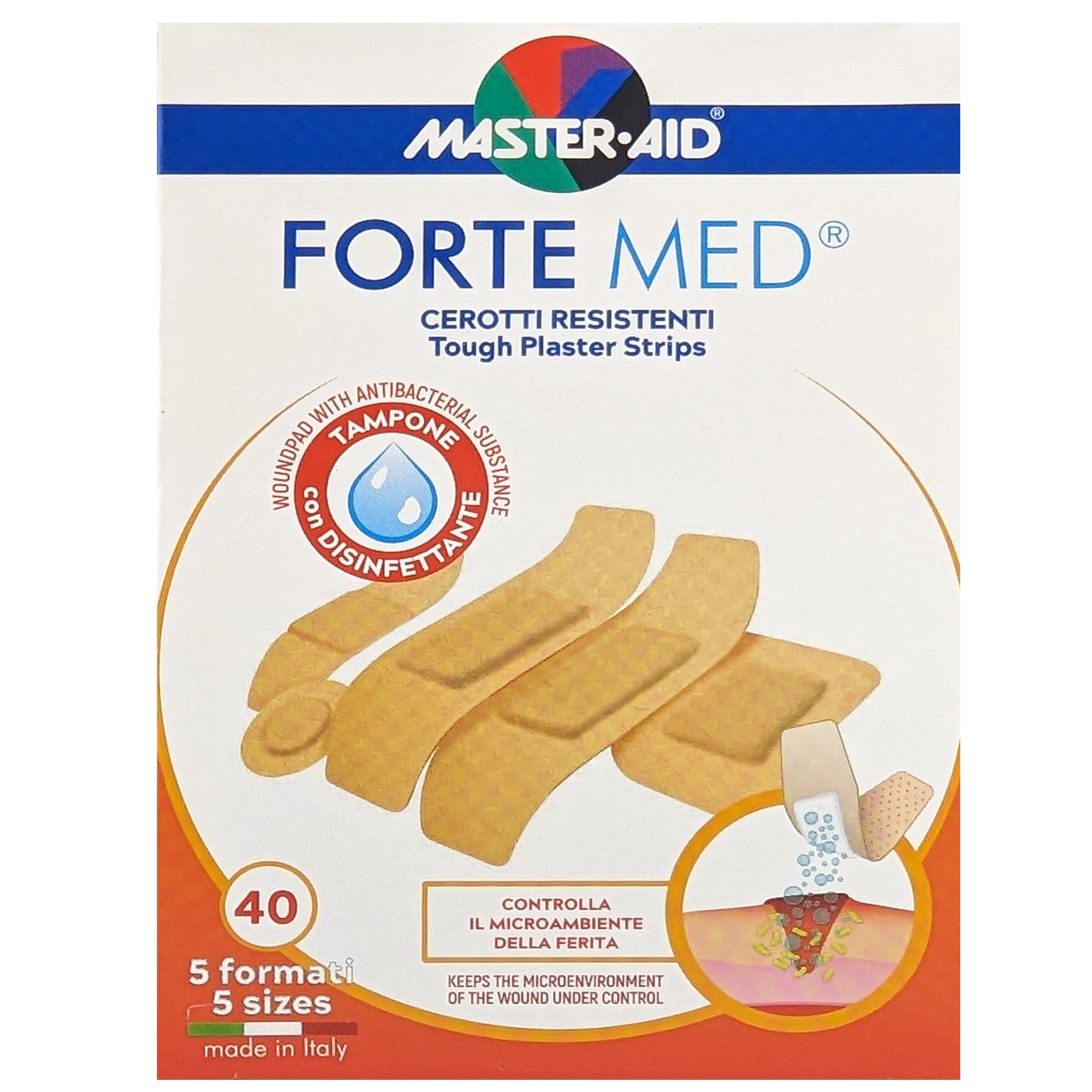 Master Aid Master Aid Forte Med Tough Plaster Strips Αυτοκόλλητο Επίθεμα στο Χρώμα του Δέρματος & σε Διάφορα Μεγέθη 40 Τεμάχια