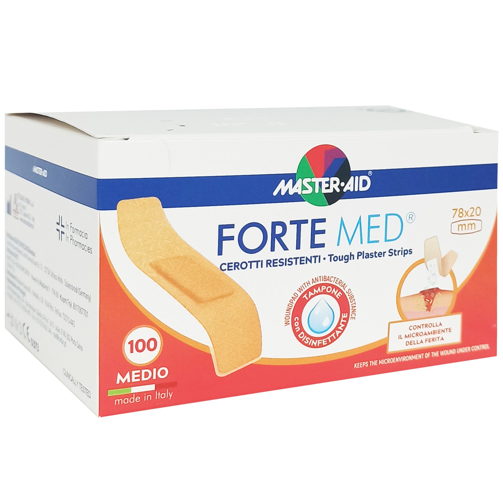 Master Aid Master Aid Forte Med Tough Plaster Strips Αυτοκόλλητο Ανθεκτικό Επίθεμα για Μικροτραύματα Μπεζ Medio 78x20mm 100 Τεμάχια