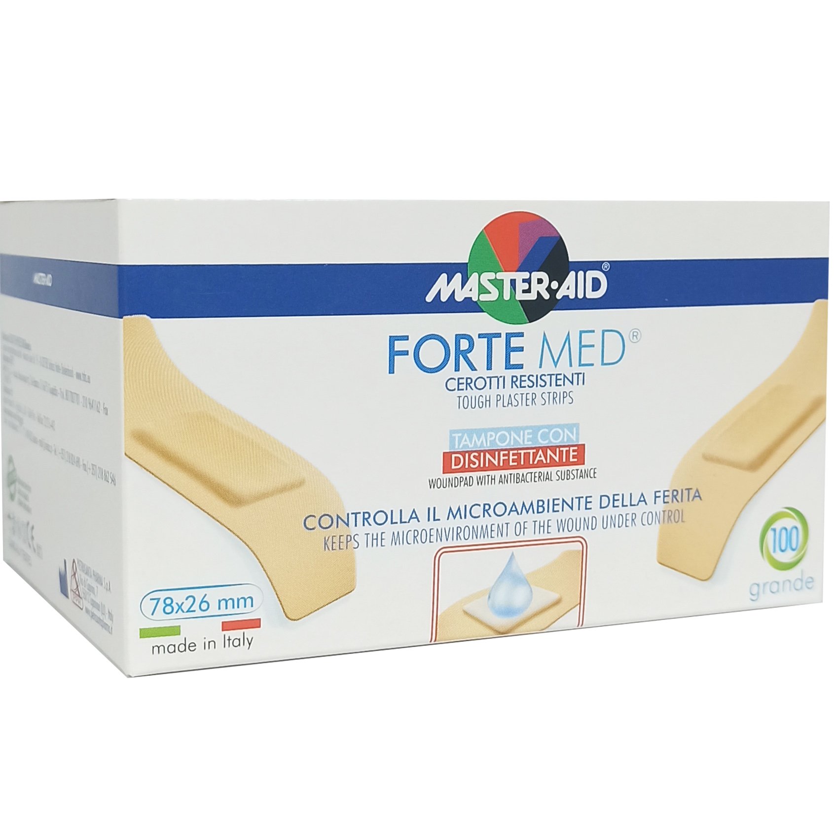 Master Aid Master Aid Forte Med Tough Plaster Strips Αυτοκόλλητο Ανθεκτικό Επίθεμα για Μικροτραύματα Μπεζ Grande 78x26mm 100 Τεμάχια