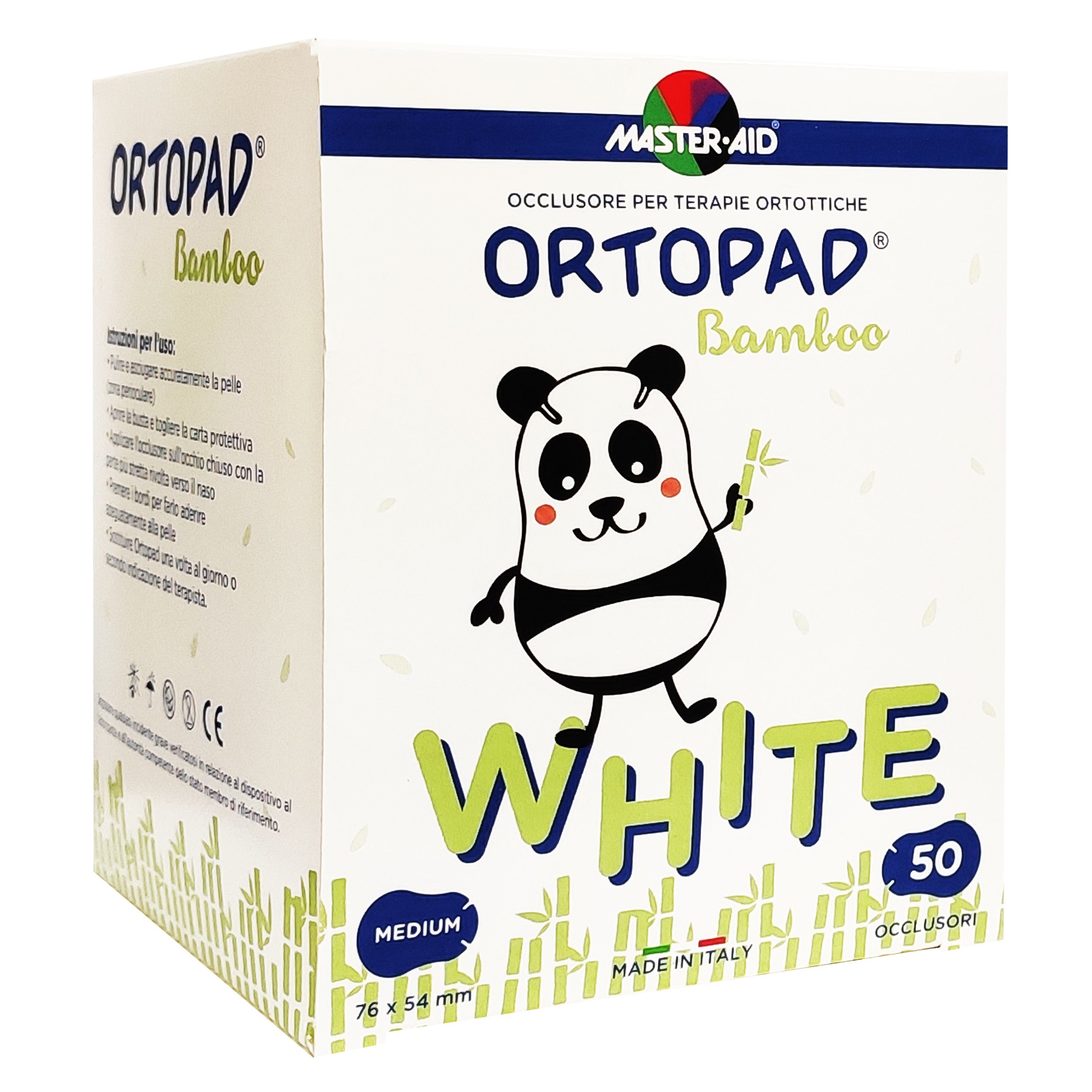 Master Aid Master Aid Ortopad Bamboo White Medium 7,6×5,4cm Παιδικά Οφθαλμικά Επίθεμα σε Λευκό Χρώμα για Ηλικίες 2 Έως 4 Ετών 50 Τεμάχια