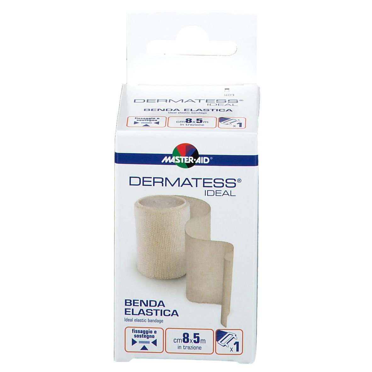 Master Aid Master Aid Dermatess Ideal Benda Elastica 8cm x 5m Ελαστικός Επίδεσμος Στερέωσης & Συγκράτησης 1 Τεμάχιο