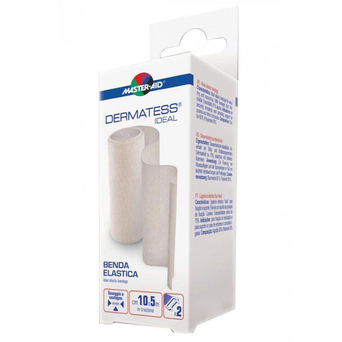 Master Aid Master Aid Dermatess Ideal Elastic Bandage 10cm x 5m Ελαστικός Επίδεσμος για την Συγκράτηση Επιθεμάτων, Δυνατότητα Στερέωσης με Γαντζάκι 1 Τεμάχιο