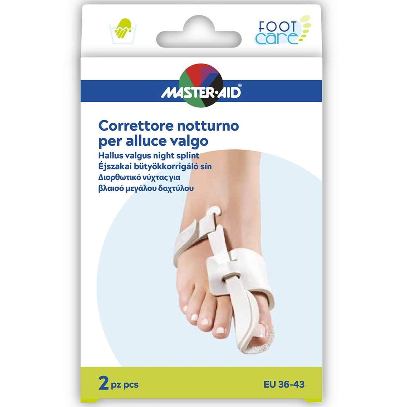 Master Aid Master Aid Hallus Valgus Night Splint Διορθωτικός Νάρθηκας Νυκτός για το Βλαισό Μεγάλο Δάκτυλο One Size (EU 36-43), 2 Τεμάχια