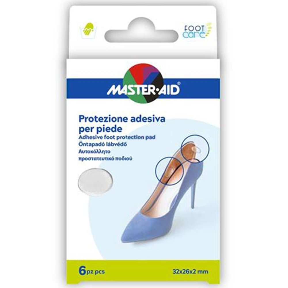 Master Aid Master Aid Adhesive Foot Protection Pad Αυτοκόλλητο Προστατευτικό Επίθεμα Ποδιού 32x26x2mm 6 Τεμάχια