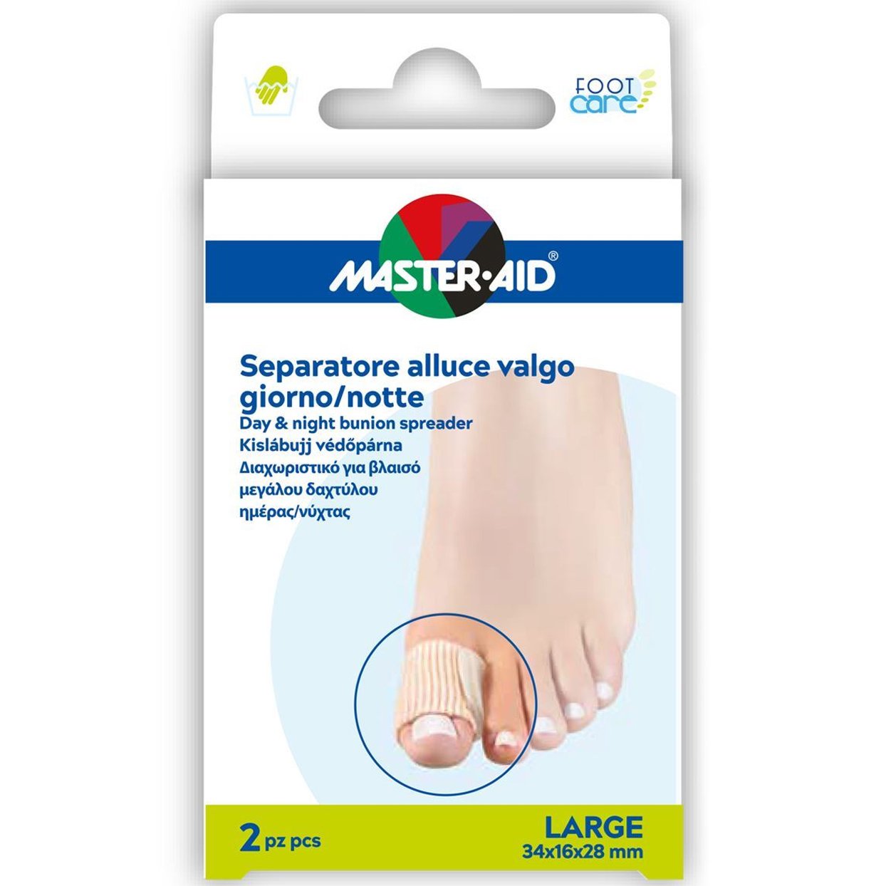 Master Aid Master Aid Day & Night Bunion Spreader Διαχωριστικό για το Κότσι Ημέρας & Νύχτας 2 Τεμάχια - Large 34x16x28mm