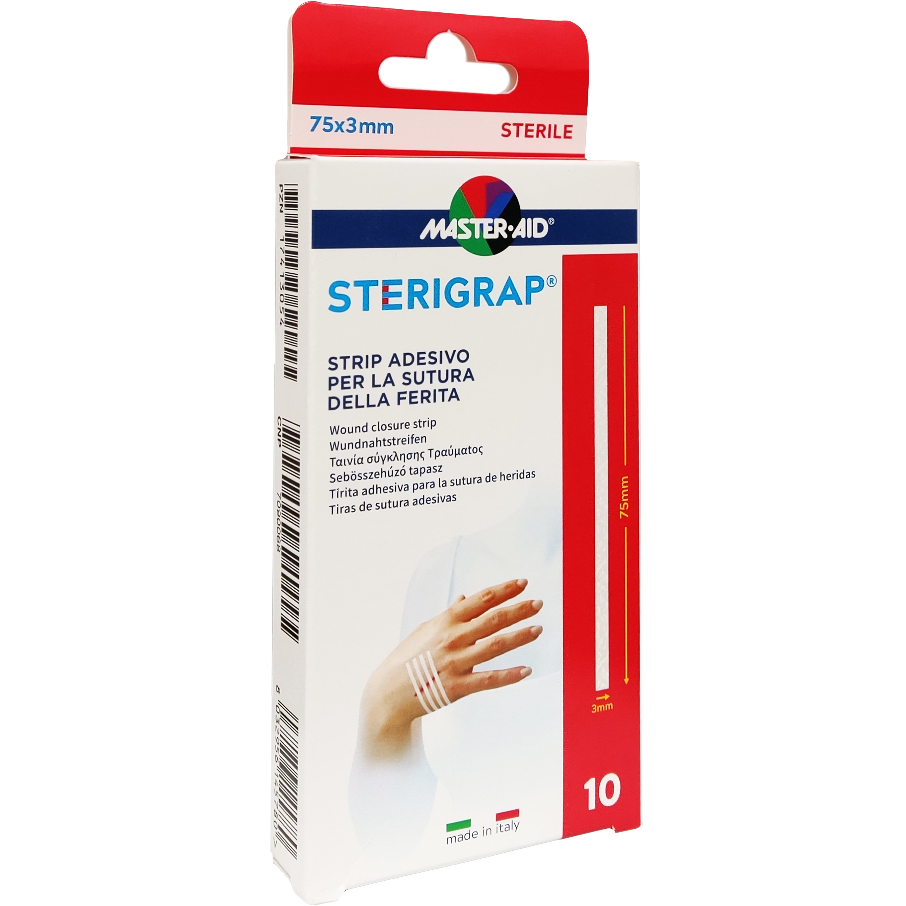 Master Aid Master Aid Sterigrap 75mm x 3 mm Ταινία Σύγκλισης Τραυμάτων 10 Τεμάχια