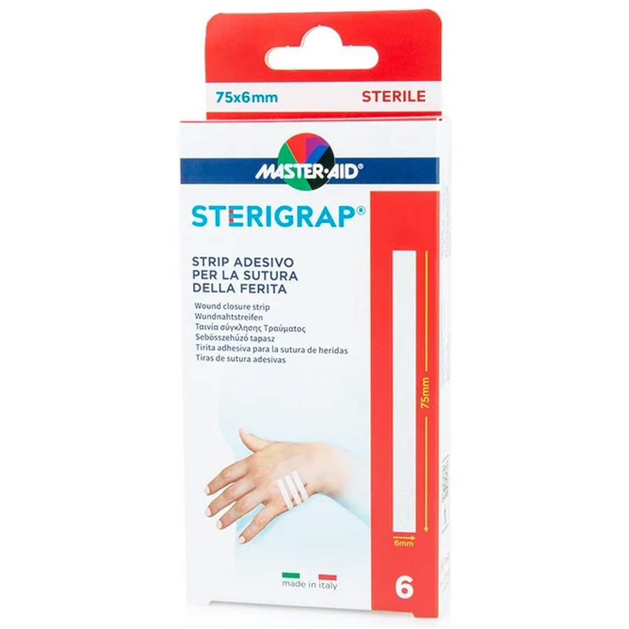 Master Aid Master Aid Sterigrap 75mm x 6mm Ταινία Σύγκλισης Τραυμάτων 6 Τεμάχια