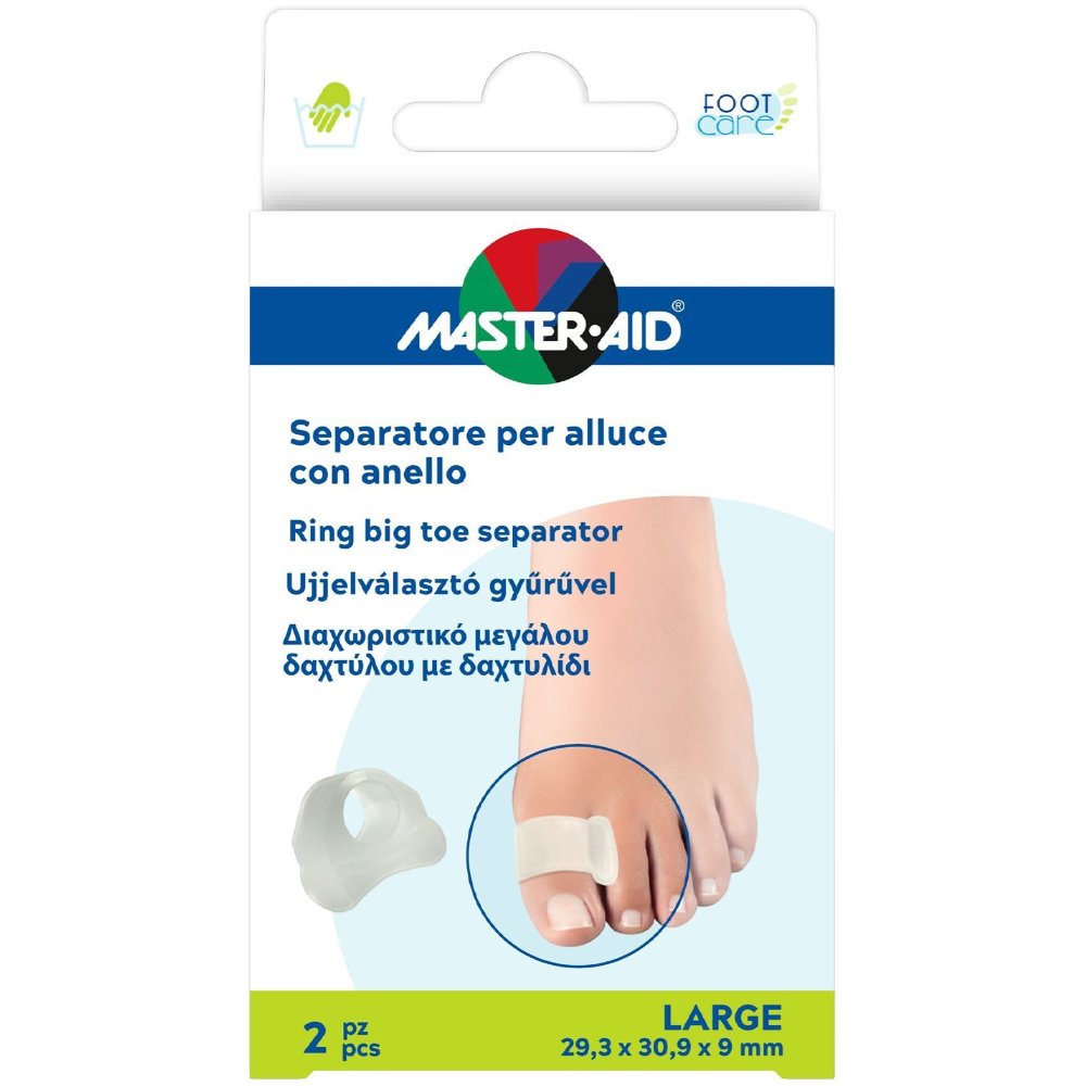 Master Aid Master Aid Ring Big toe Separator Finger Διαχωριστικό Μεγάλου Δαχτύλου με Δαχτυλίδι  2 Τεμάχια - Large