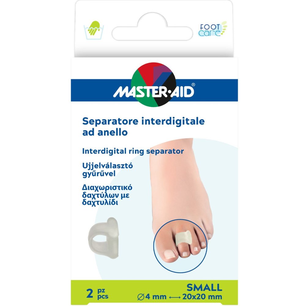 Master Aid Master Aid Interdigital Ring Separator Finger Διαχωριστικό Δαχτύλων με Δαχτυλίδι 2 Τεμάχια - Small