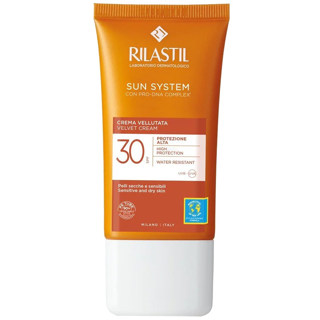 Rilastil Rilastil Sun System Velvet Face Cream Spf30, Αντηλιακή, Ενυδατική Κρέμα Προσώπου Υψηλής Προστασίας 50ml