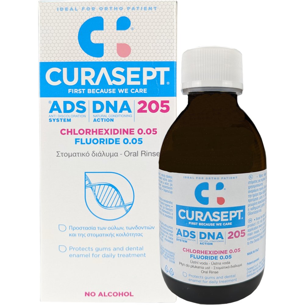 Curasept Curasept ADS DNA 205 Στοματικό Διάλυμα με Αντιμικροβιακή Προστασία για την Ανακούφιση των Ούλων & Φροντίδα των Δοντιών Κατά της Πλάκας & Τερηδόνας 200ml