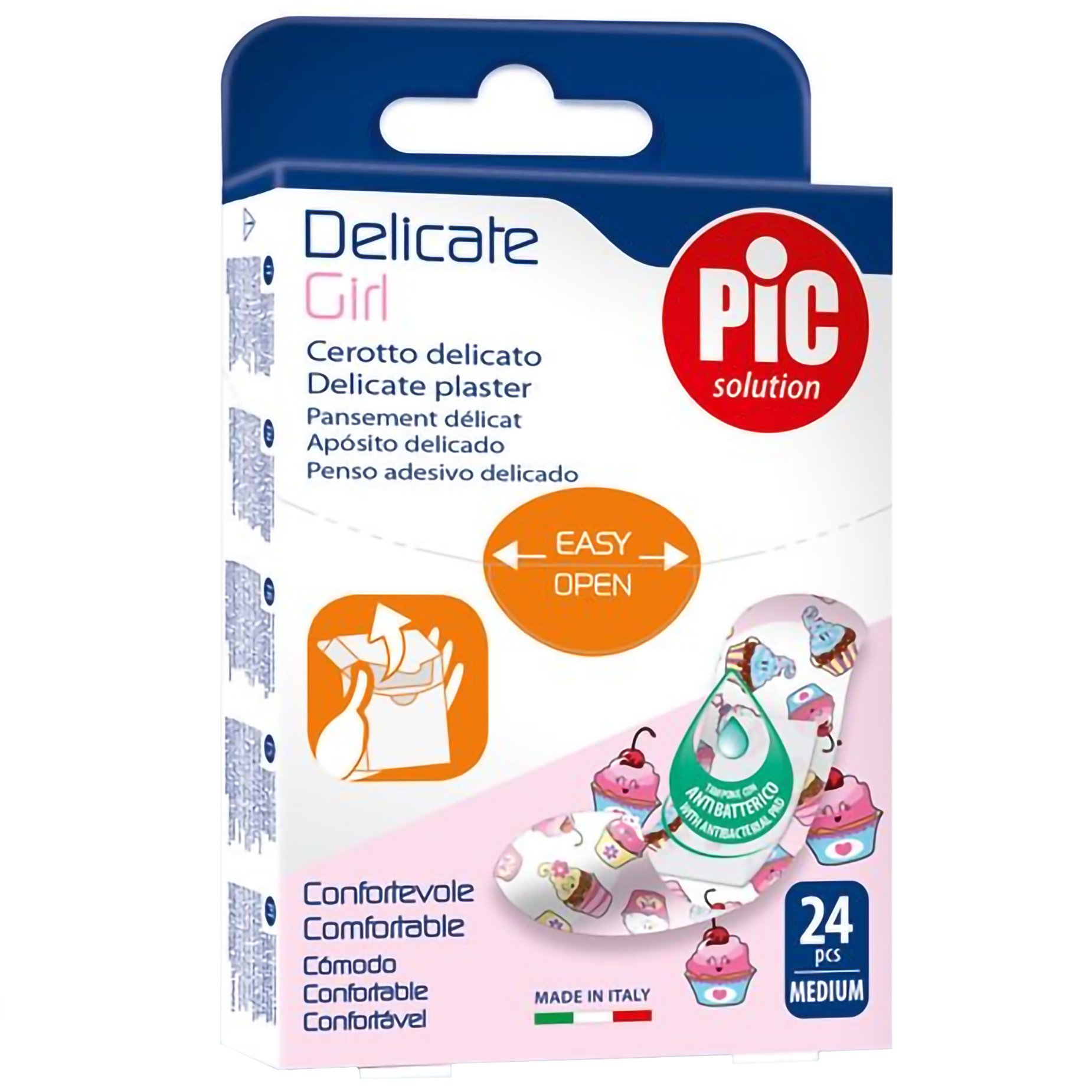 Pic Pic Solution Delicate Strips Kids Αντιβακτηριδιακά Αυτοκόλλητα Επιθέματα για Κορίτσια 24 Τεμάχια - Girl