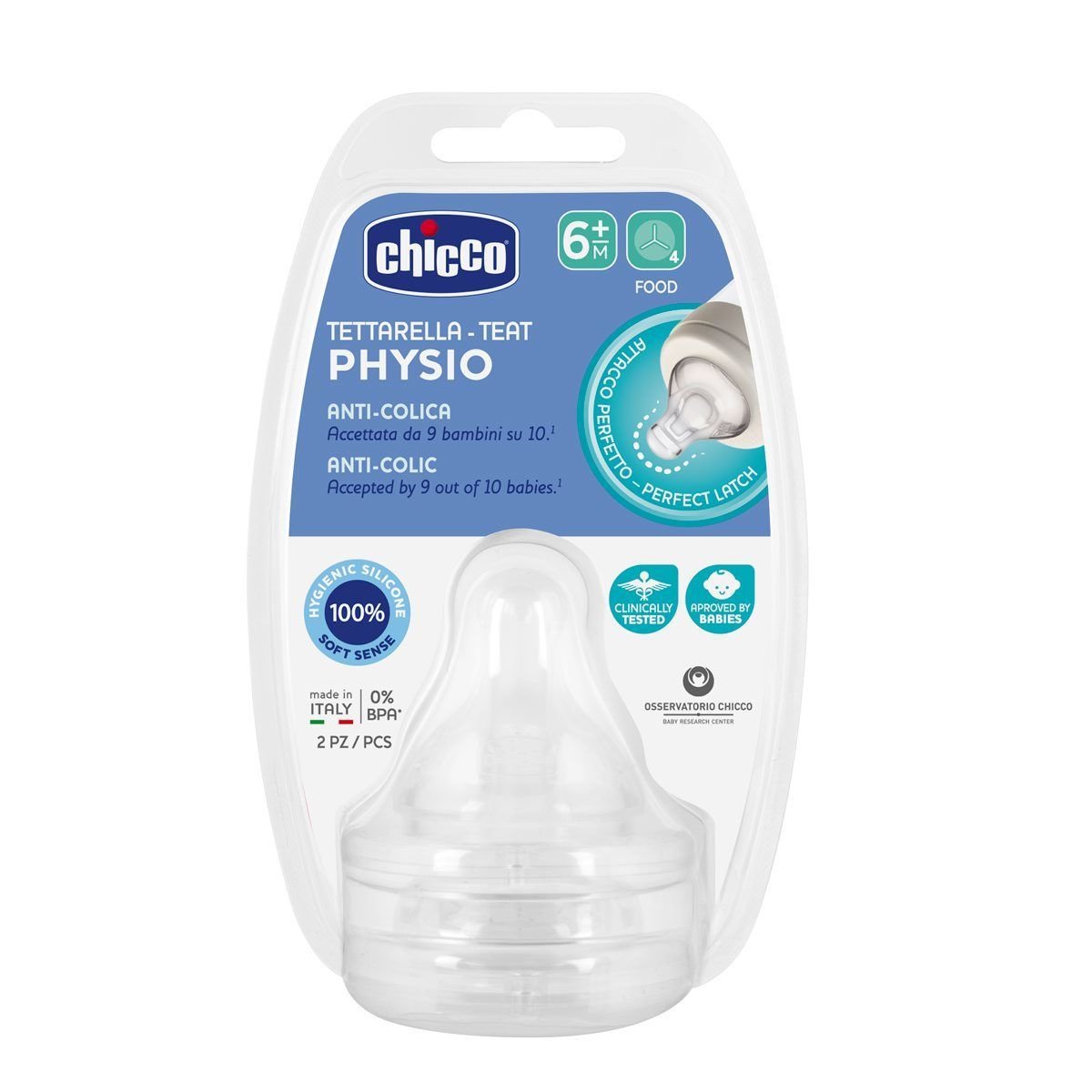 Chicco Physio Anti-Colic Θηλή Σιλικόνης Ροή Φαγητού 6m+ 2 Τεμάχια