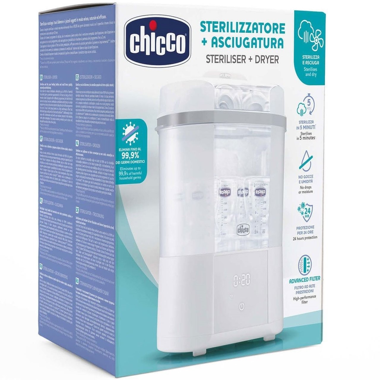 Chicco Chicco 2in1 Steriliser & Dryer 2σε1 Ψηφιακός Αποστειρωτής & Στεγνωτήρας με Φίλτρο 1 Τεμάχιο