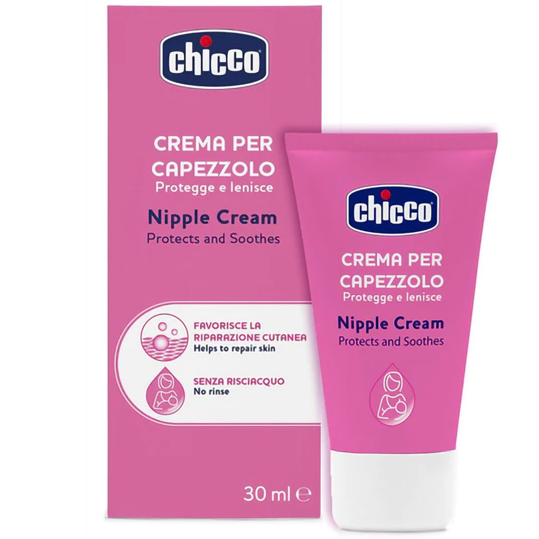 Chicco Chicco Nipple Cream Protects & Soothes Ενυδατική Κρέμα για Θηλές Ενυδατώνει το Δέρμα & Αποτρέπει το Κοκκίνισμα 30ml