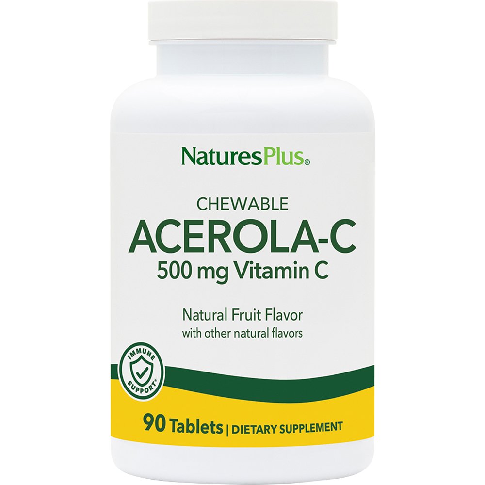 Natures Plus Acerola-C Complex Vitamin C 500mg Συμπλήρωμα Διατροφής Εκχυλίσματος Ασερόλας Πλούσιο σε Βιταμίνη C & Βιοφλαβονοειδή για την Ενίσχυση του Ανοσοποιητικού με Γεύση Κεράσι 90 Chew.tabs φωτογραφία