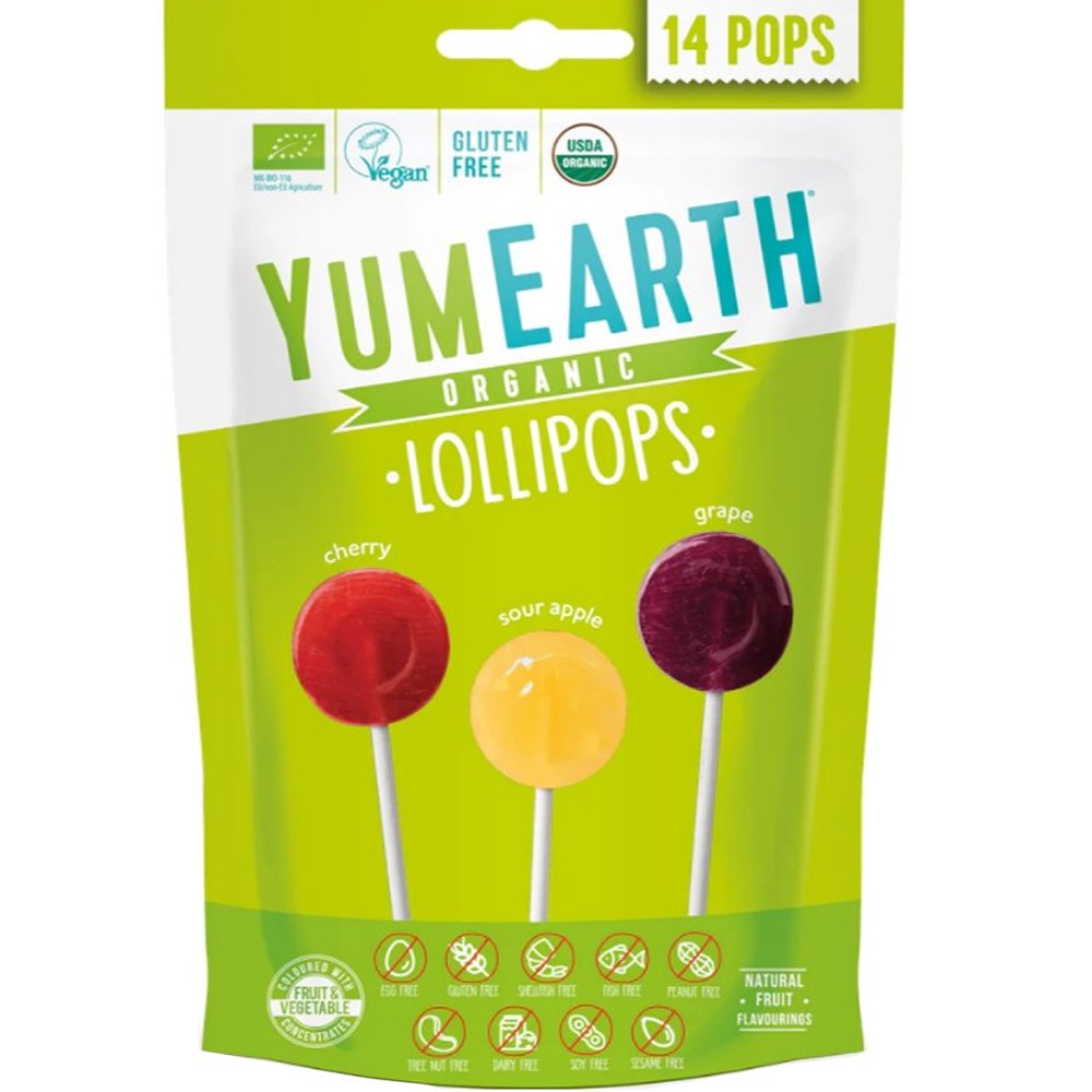 YumEarth YumEarth Organic Sour Lollipops Βιολογικά Γλειφιτζούρια με Γεύση Κεράσι, Ξινόμηλο & Σταφύλι 14 Τεμάχια