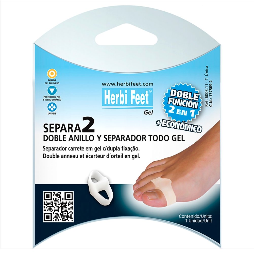 Herbi Feet Herbi Feet Separa Double Ring & Toe Seperator Διπλό Διαχωριστικό Gel Δακτύλων Μπεζ One Size 1 Τεμάχιο