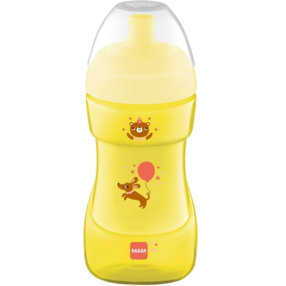 Mam Mam Sports Cup 12m+ Ποτηράκι με Στόμιο που δε Στάζει 330ml, Κωδ 470U - Κίτρινο