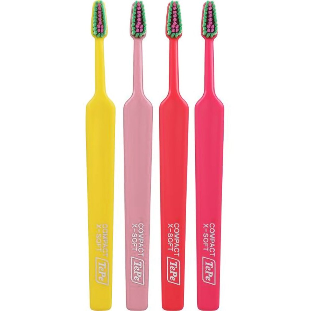 Tepe Colour Compact Extra Soft Toothbrush Οδοντόβουρτσα με Πολύ Μαλακές Ίνες & Μικρό Μέγεθος Κεφαλής 4 Τεμάχια – Multicolor 4