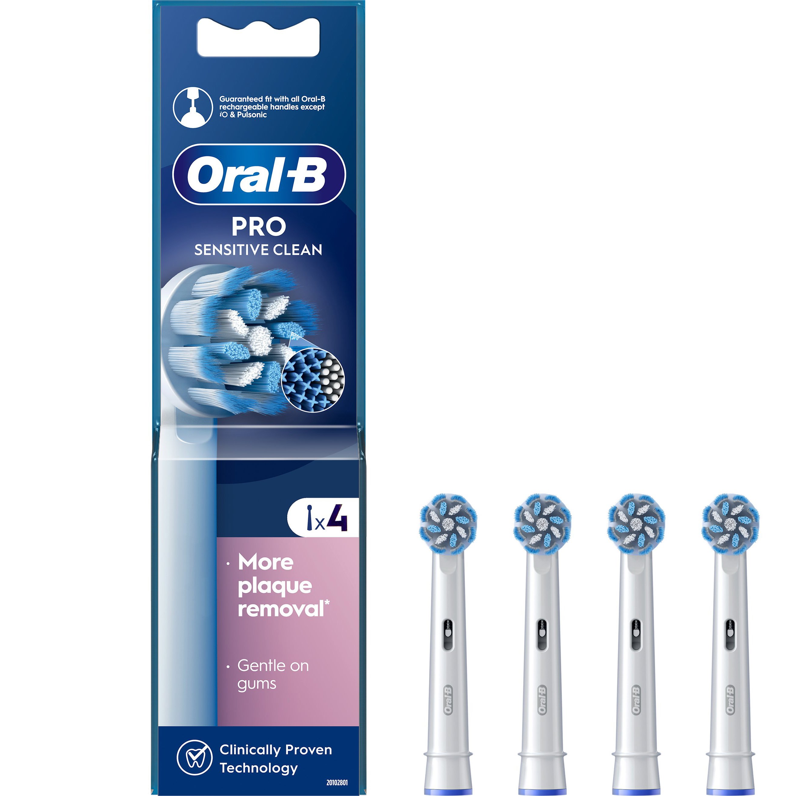 Oral-B Oral-B Pro Sensitive Clean Soft Electric Toothbrush Replacement Head Ανταλλακτικές Κεφαλές Ηλεκτρικής Οδοντόβουρτσας για Απαλό Βούρτσισμα, Αφαίρεση της Πλάκας & Απαλές Ίνες 4 Τεμάχια