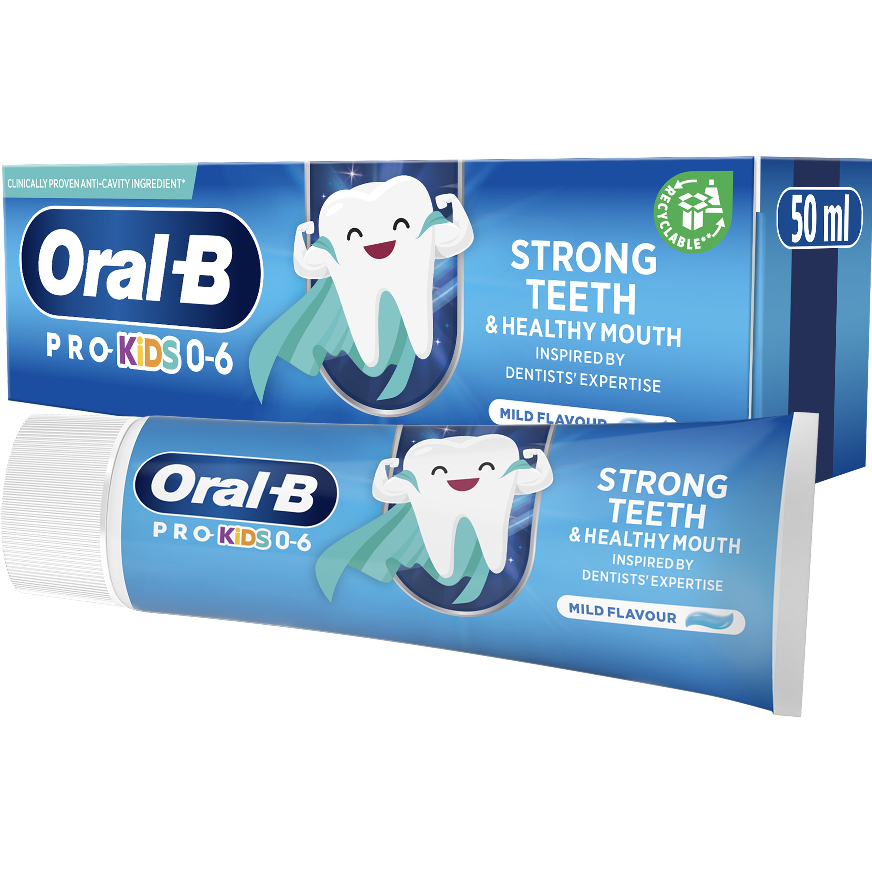 Oral-B Oral-B Pro Kids 0-6 Years Toothpaste Παιδική Οδοντόκρεμα για Υγιή & Δυνατά Δόντια με Απαλή Γεύση Μέντας 50ml