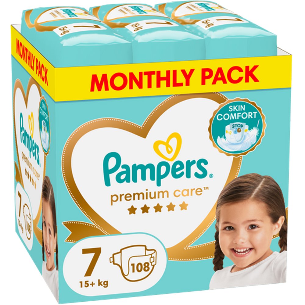 Pampers Pampers Premium Care Monthly Pack Νο7 (15+kg) 108 Τεμάχια (3x36 Τεμάχια)