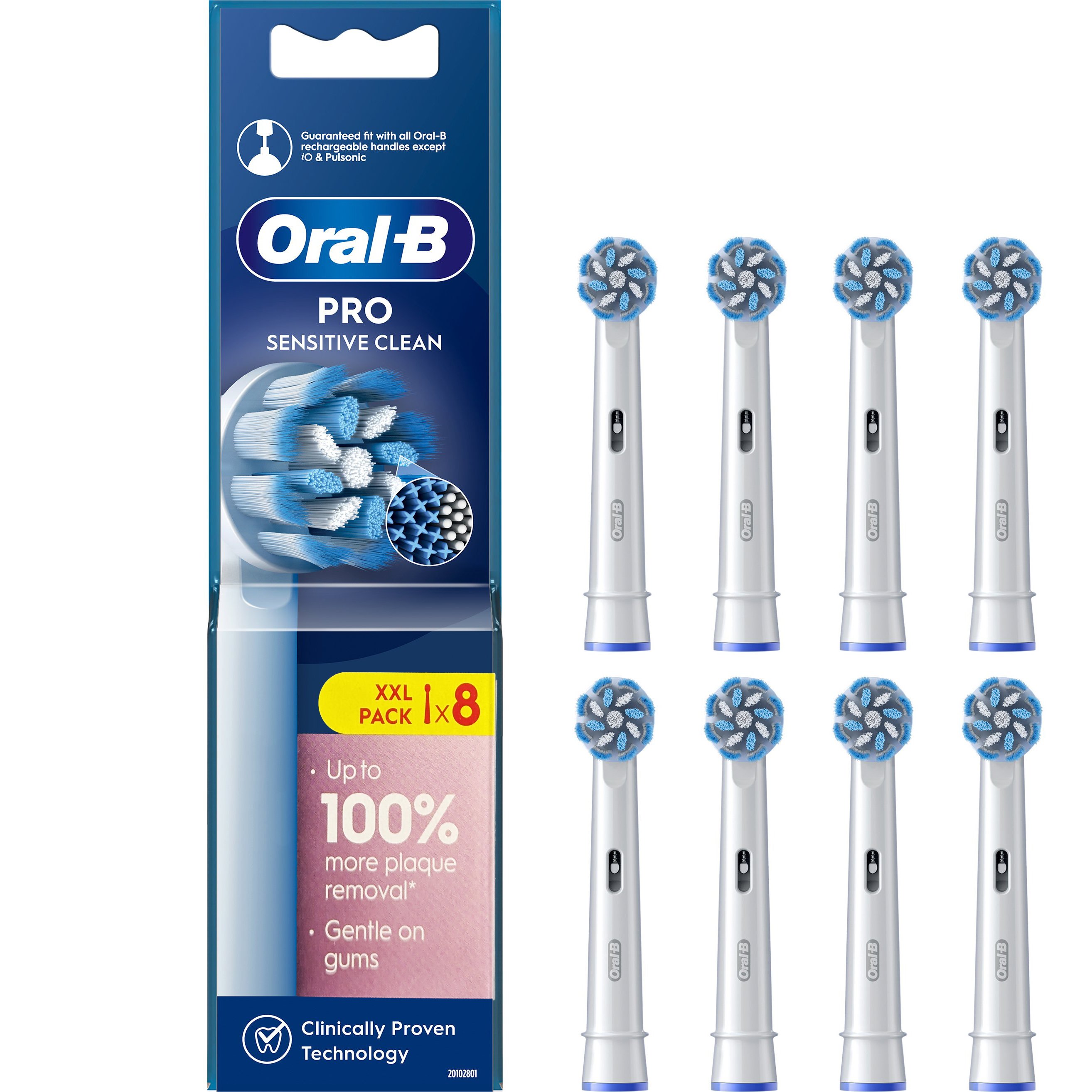 Oral-B Oral-B Pro Sensitive Clean Soft Electric Toothbrush Head Ανταλλακτικές Κεφαλές Ηλεκτρικής Οδοντόβουρτσας για Απαλό Βούρτσισμα, Αφαίρεση της Πλάκας & Απαλές Ίνες 8 Τεμάχια