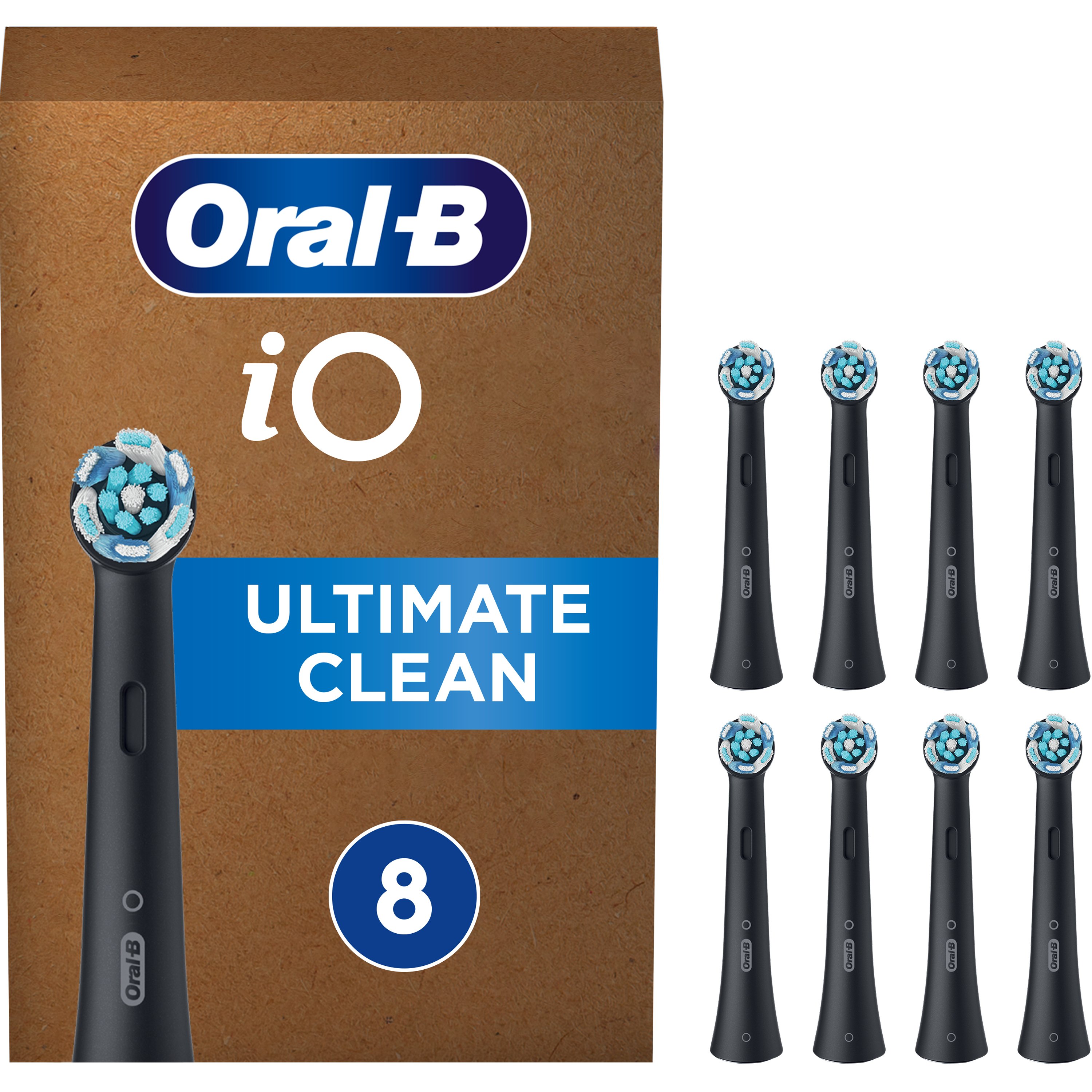 Oral-B Oral-B iO Ultimate Clean Brush Heads Black Ανταλλακτικές Κεφαλές Βουρτσίσματος σε Μαύρο Χρώμα, για Επαγγελματικό Καθαρισμό Ανάμεσα στα Δόντια 8 Τεμάχια