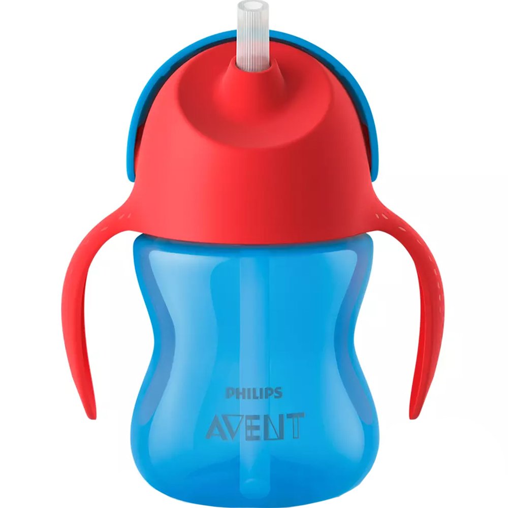 Philips Avent Bendy Straw Cup with Handles 9m+ Μπλε - Κόκκινο Εύχρηστο Πλαστικό Κύπελο με Καλαμάκι & Λαβές για Δραστήρια Νήπια στη Φάση της Ανάπτυξης 200ml, Κωδ SCF798/01 φωτογραφία