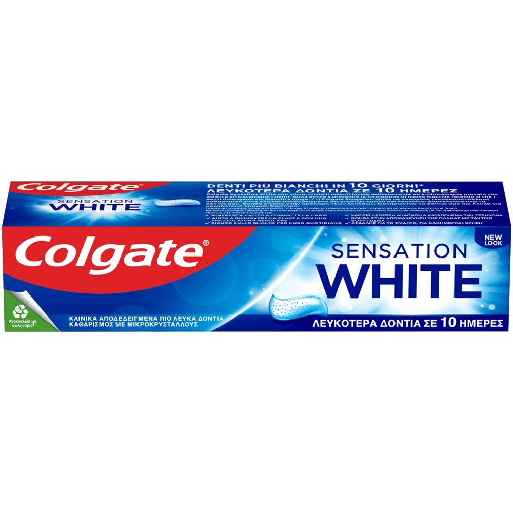 Colgate Colgate Sensation White Toothpaste Οδοντόκρεμα Καθημερινής Χρήσης με Μικροκρυστάλους για Βαθύ Καθαρισμό & Λεύκανση των Δοντιών από τις Πρώτες 10 Μέρες 75ml